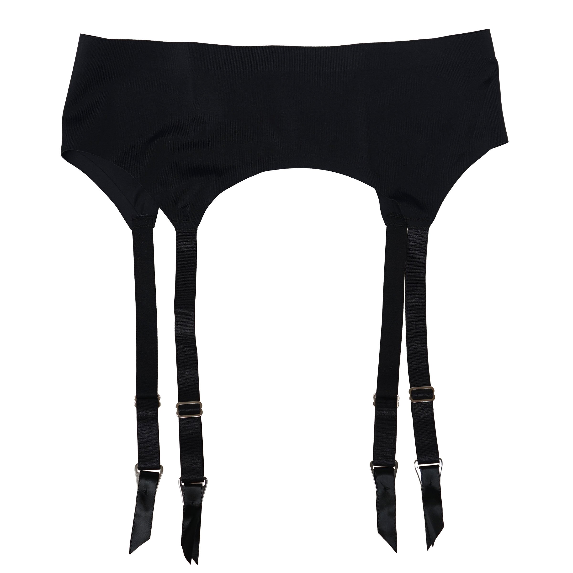 TVRtyle Women's Black Seamless 4-Wide Strap Garter Belt with Metal Buckles - Sexy Lingerie for Stockings & Thigh Highs - Perfect for Bridal, Boudoir & Special Occasions (S506B)