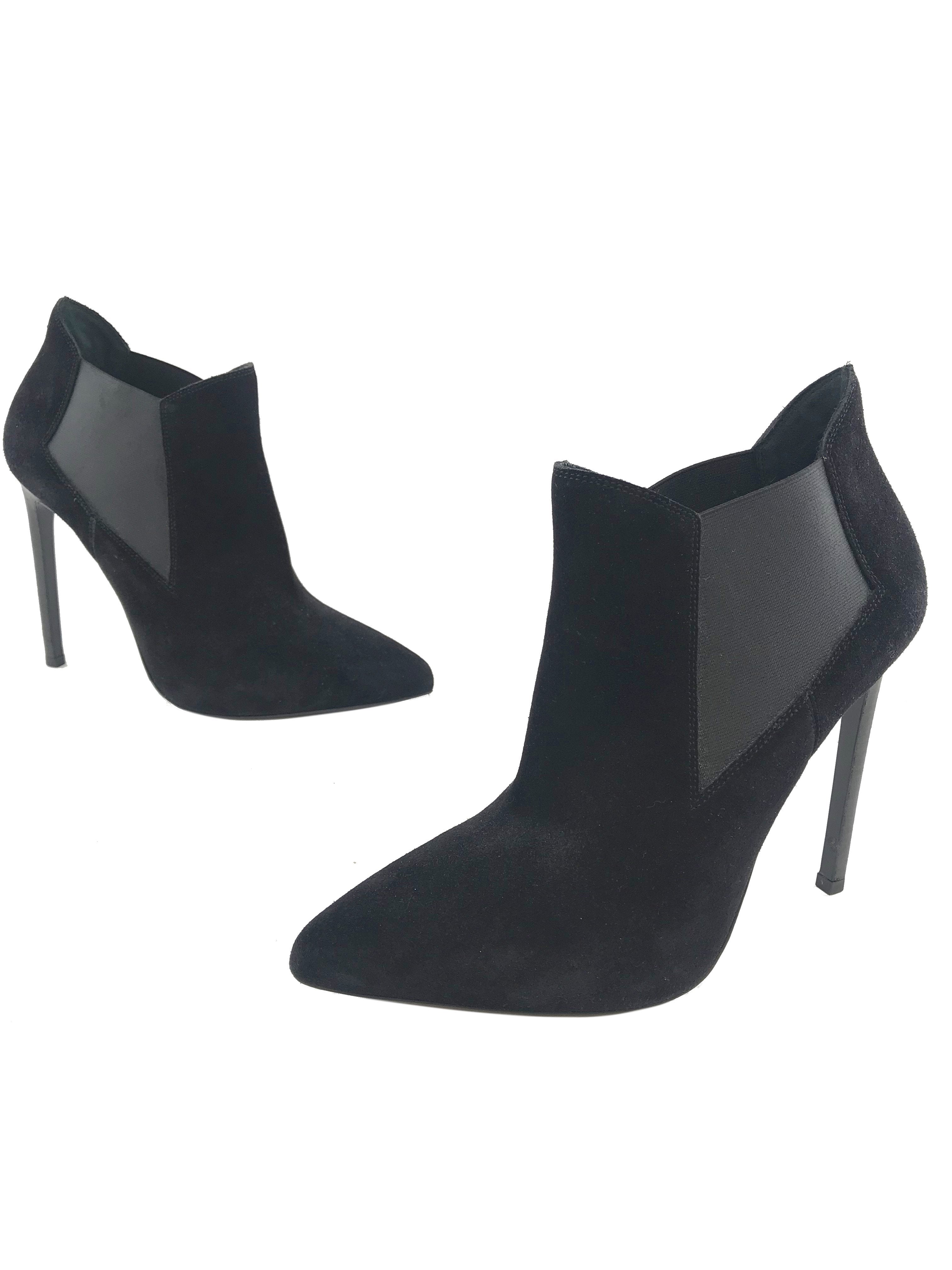 Saint Laurent Suede Pointed Toe Ankle Boots Women's Size 10 - Luxury Designer Boots for Fall & Winter Fashion, Office Wear & Night Out