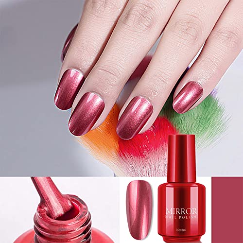 U-Shinein Mirror Nail Polish Red - Platinum Glitter Nail Polish for Shiny & Sparkly Nails | DIY & Professional Nail Art Manicure | Perfect for Parties, Weddings & Special Occasions