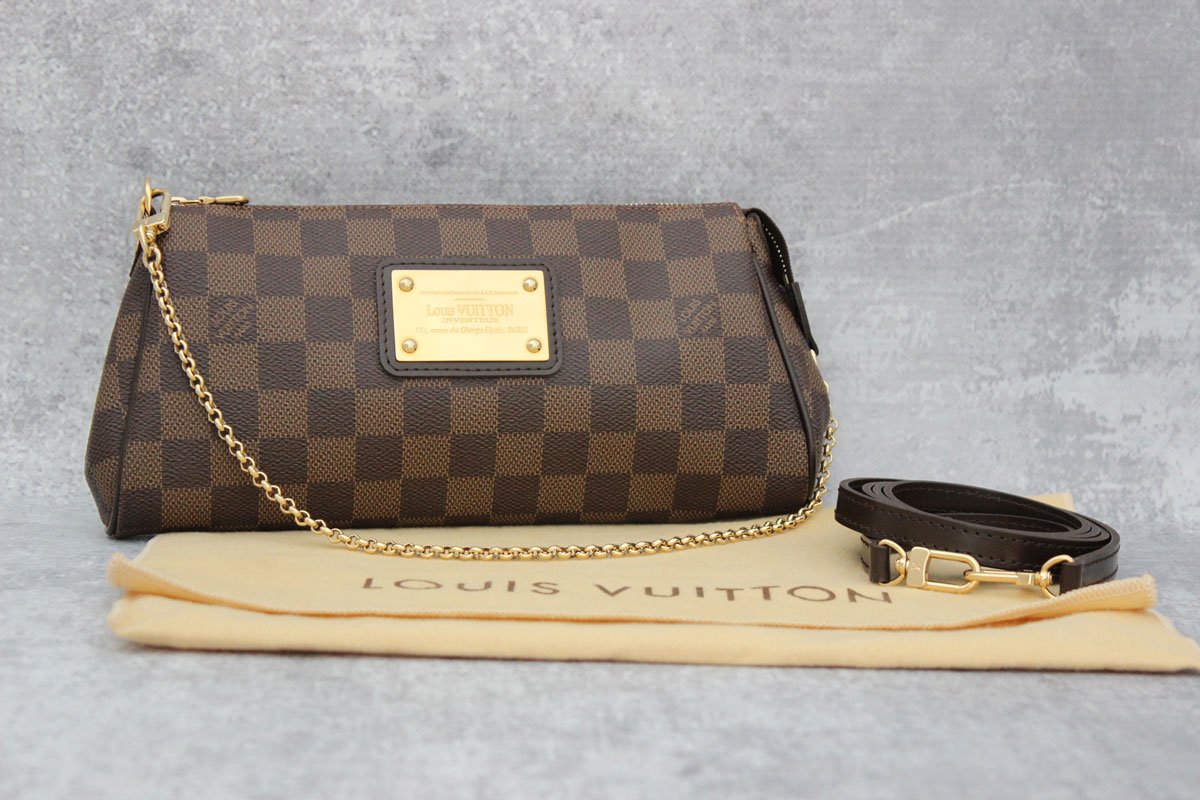 Authentic LV Eva Clutch Bag in Damier Ebene Canvas - Luxury Crossbody Purse for Women | Perfect for Evening Events, Date Nights & Travel Accessories