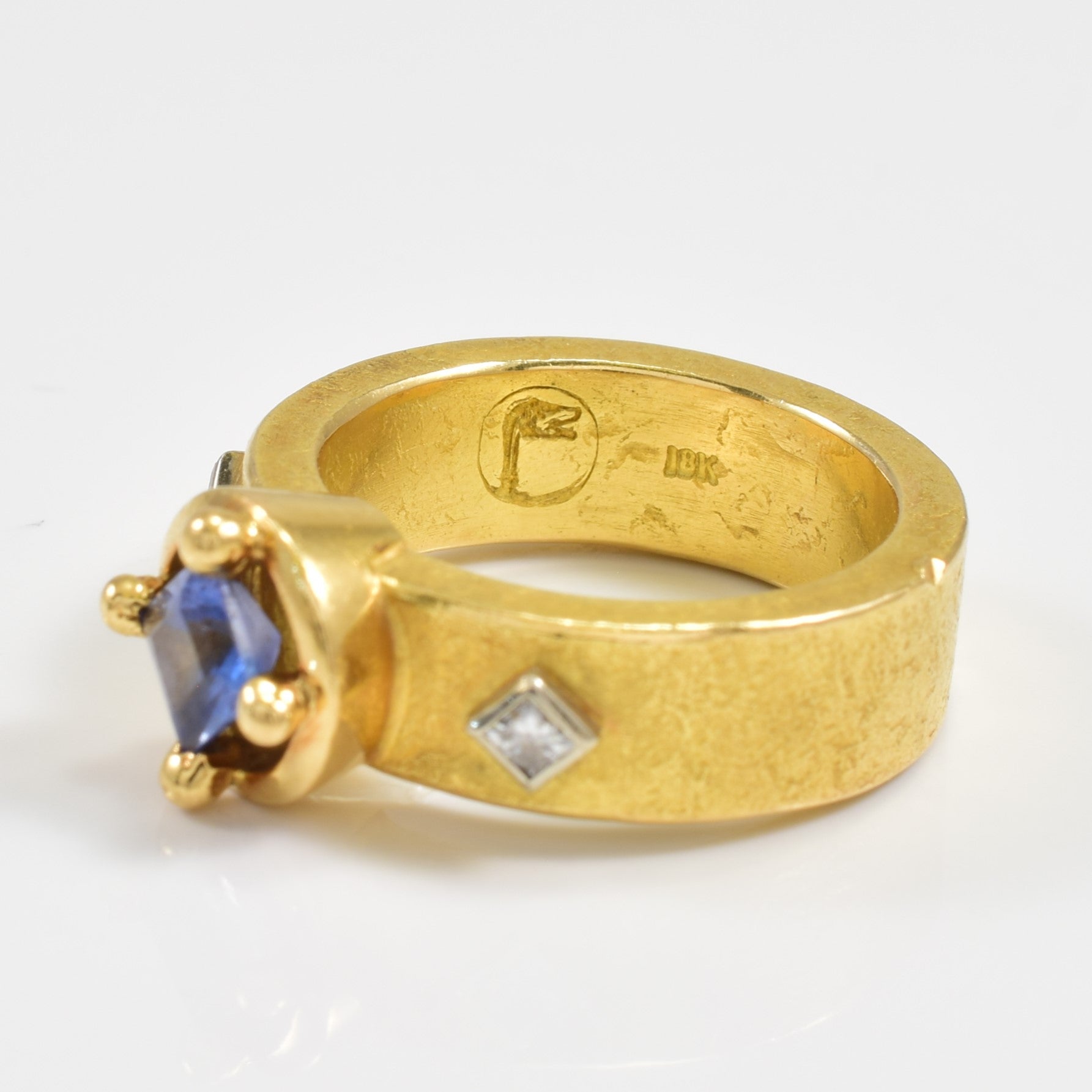 Blue Sapphire and Diamond Engagement Ring - 0.60ct Sapphire with 0.10ctw Diamond Accents - Size 6 - Perfect for Wedding, Proposal, Anniversary Gifts & Special Occasions