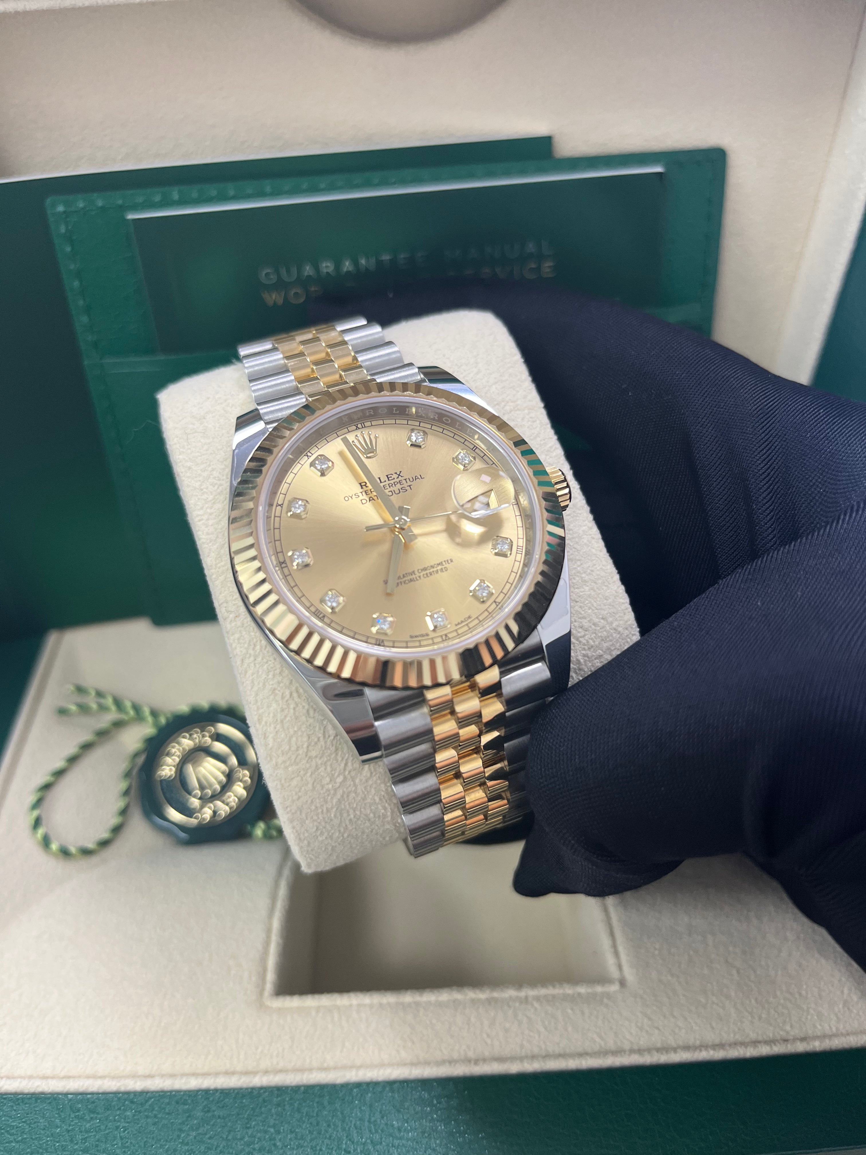 Rolex Datejust 41 Men's Watch - Champagne Diamond Dial, Stainless Steel & Yellow Gold (Ref.126333) | Luxury Dress Watch for Business & Formal Occasions