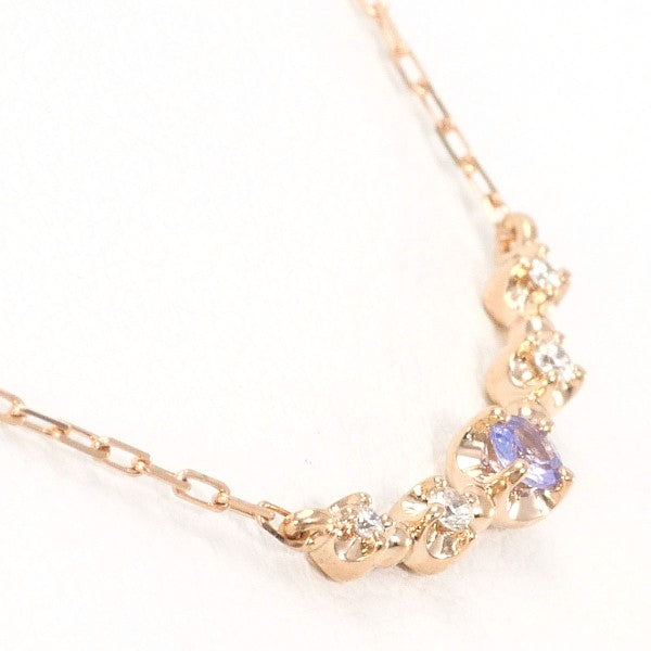 4℃ K10PG Natural Stone Diamond Necklace - 14K Gold Plated Elegant Jewelry for Women, Perfect for Weddings, Anniversaries & Special Occasions