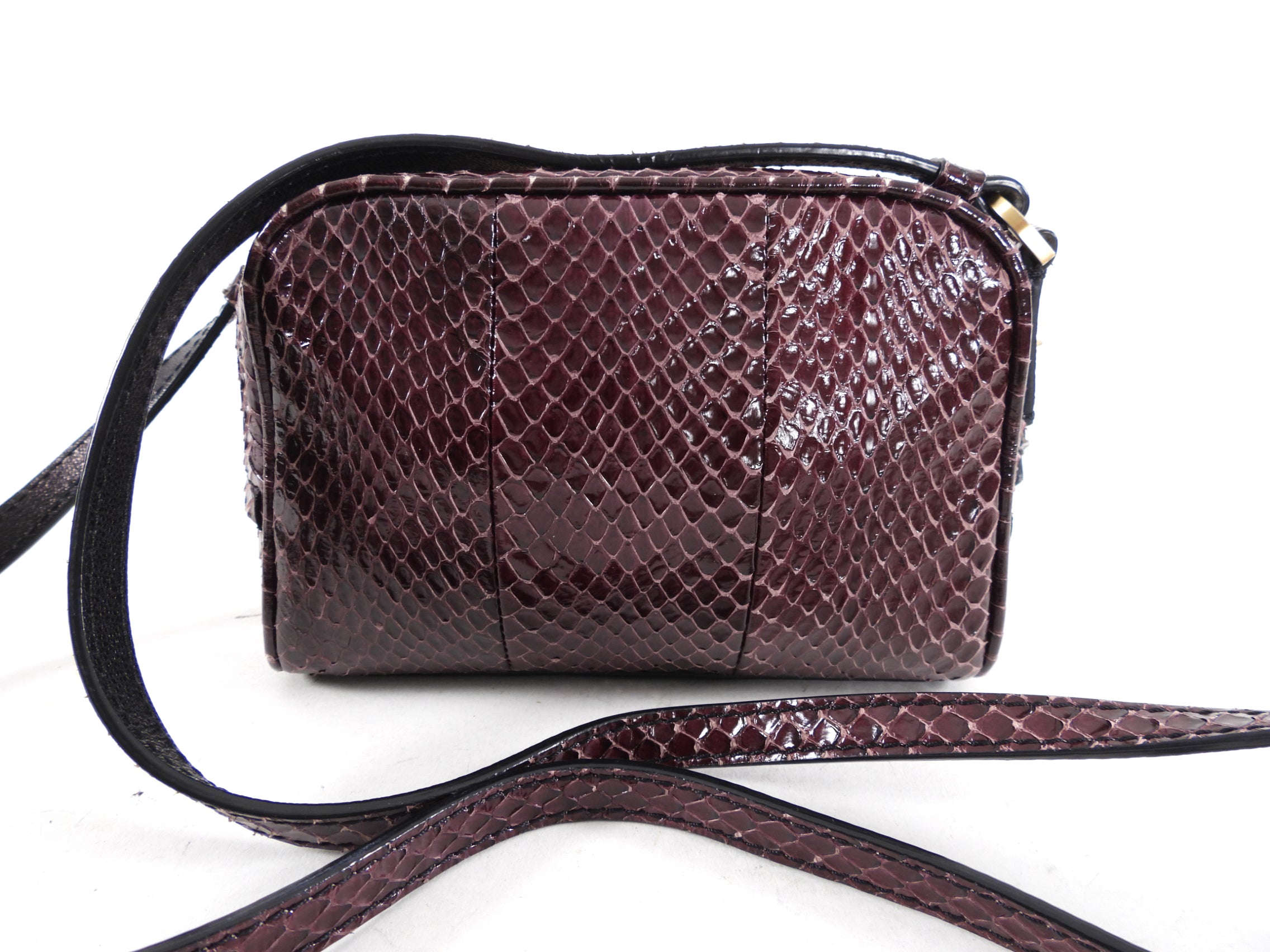 Brian Atwood Burgundy Python Exotic Mini Crossbody Bag for Women - Luxury Designer Handbag for Evening Parties, Date Nights & Special Occasions