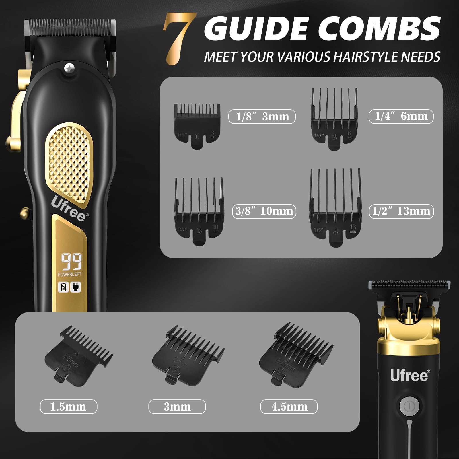 Ufree 3-Speed Cordless Electric Shaver for Bald Men - Double Foil Head Shaver with Close Shave Technology, Professional Hair Clipper & Trimmer Set - Perfect for Travel, Home Use & Quick Grooming