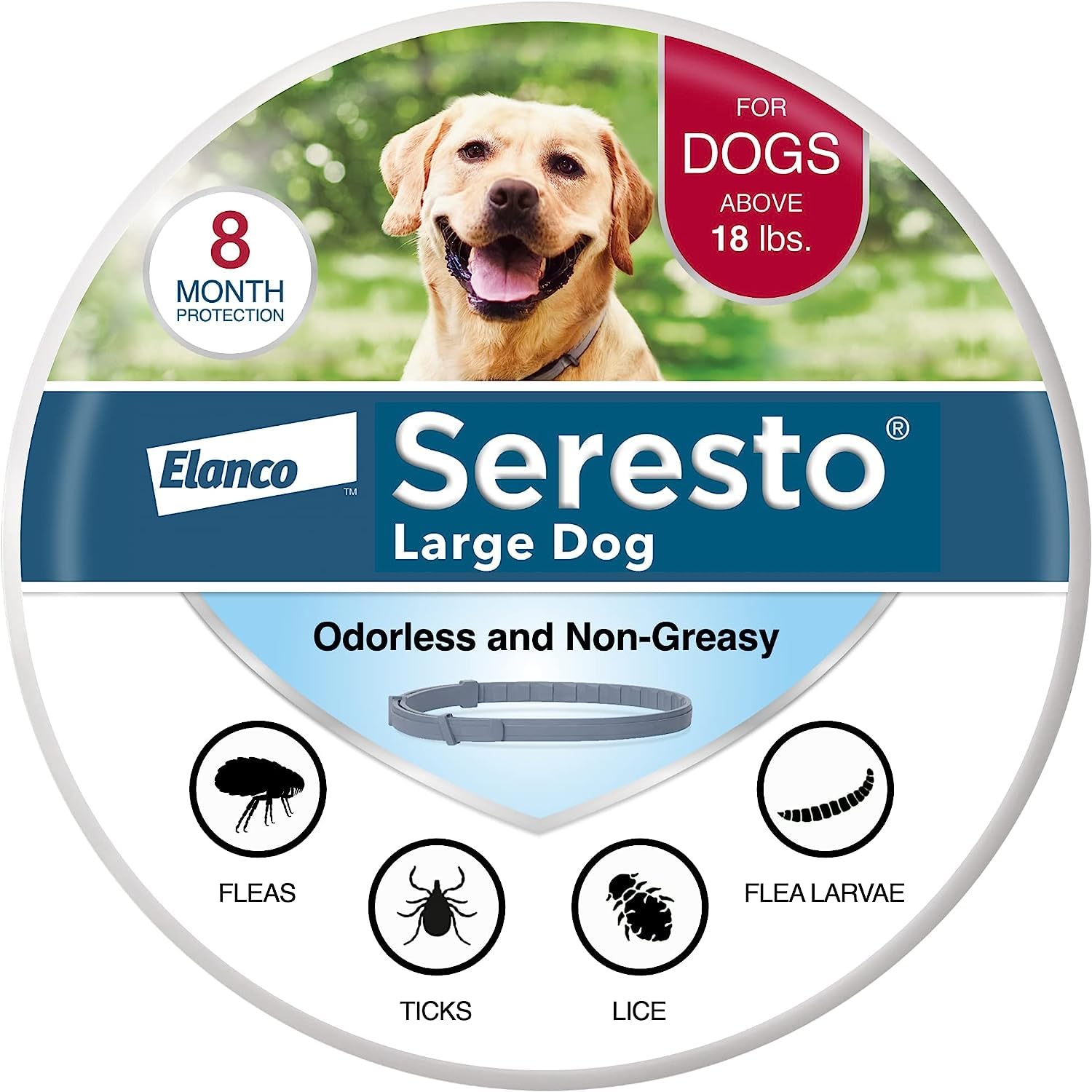 Seresto Flea and Tick Collar for Large Dogs Over 18 lbs - 8-Month Protection, Waterproof & Odorless - Ideal for Outdoor Adventures, Hiking, and Daily Walks