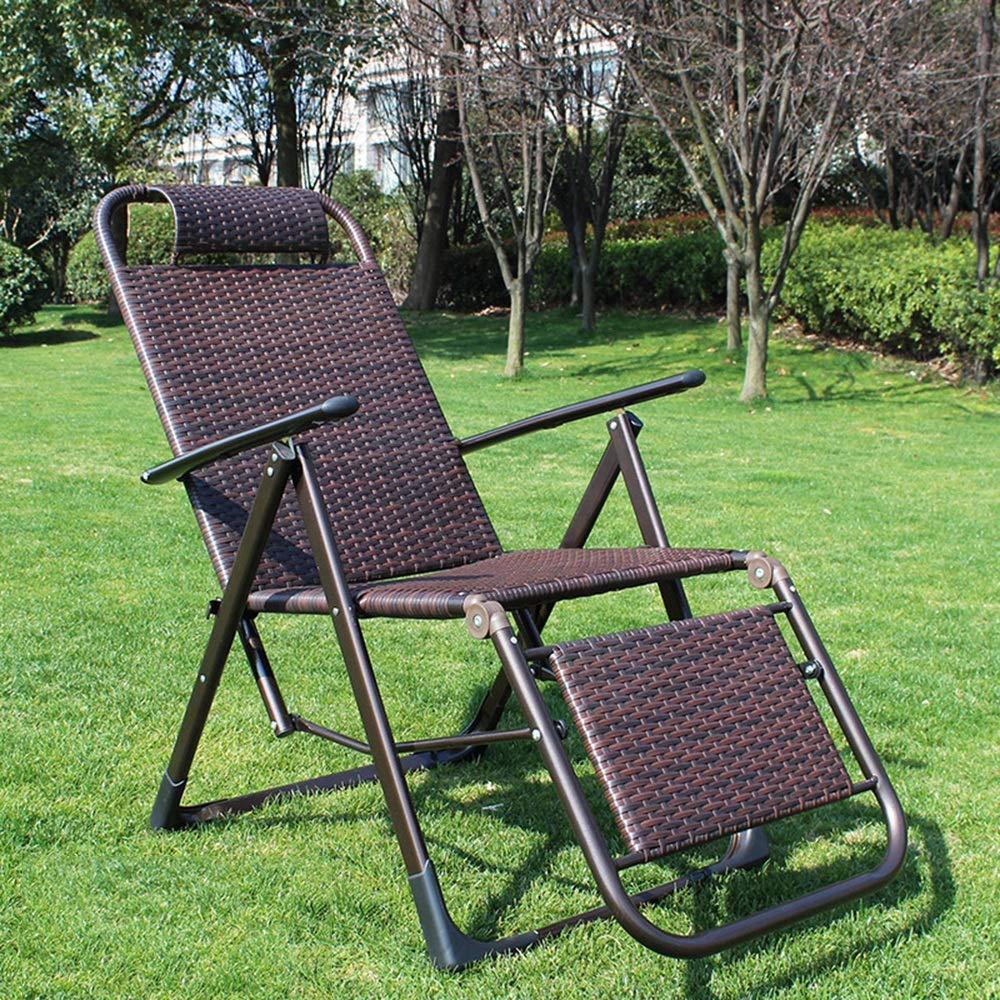 Comfortable Folding Wicker Lounge Chair for Office, Balcony & Beach - Portable Outdoor Chair with Cool Backrest - Perfect for Relaxing, Sunbathing & Lunch Breaks