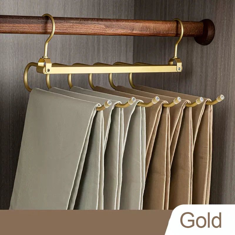 6-in-1 Folding 360° Rotatable Aluminum Alloy Pants Hangers - Space Saving Closet Organizer for Trousers, Skirts & Jeans | Perfect for Small Closets, Dorm Rooms & Travel