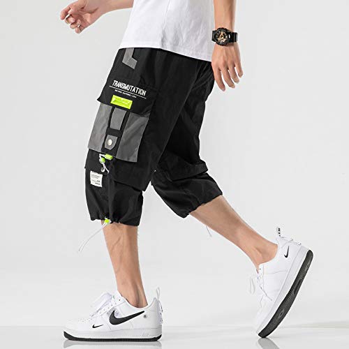 MOKEWEN Men's Techwear Jogger Cargo Shorts with Drawstring Waist & Multiple Pockets - Breathable Streetwear for Gym, Hiking & Casual Wear