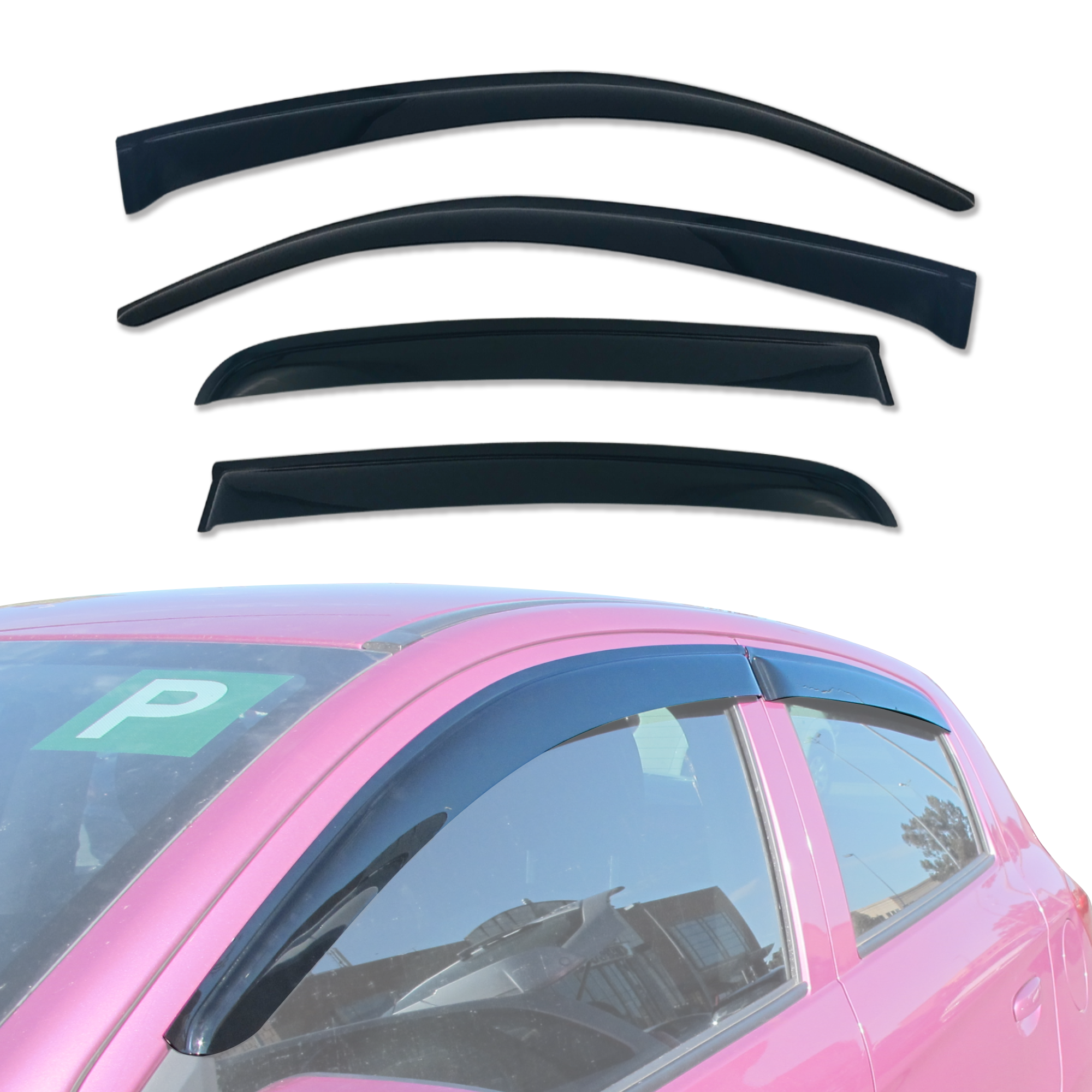 Weather Shields for Mitsubishi Mirage Hatchback 5-Door 2012-2023 | Car Window Rain Guards & Wind Deflectors | Perfect for Rainy Weather & Highway Driving