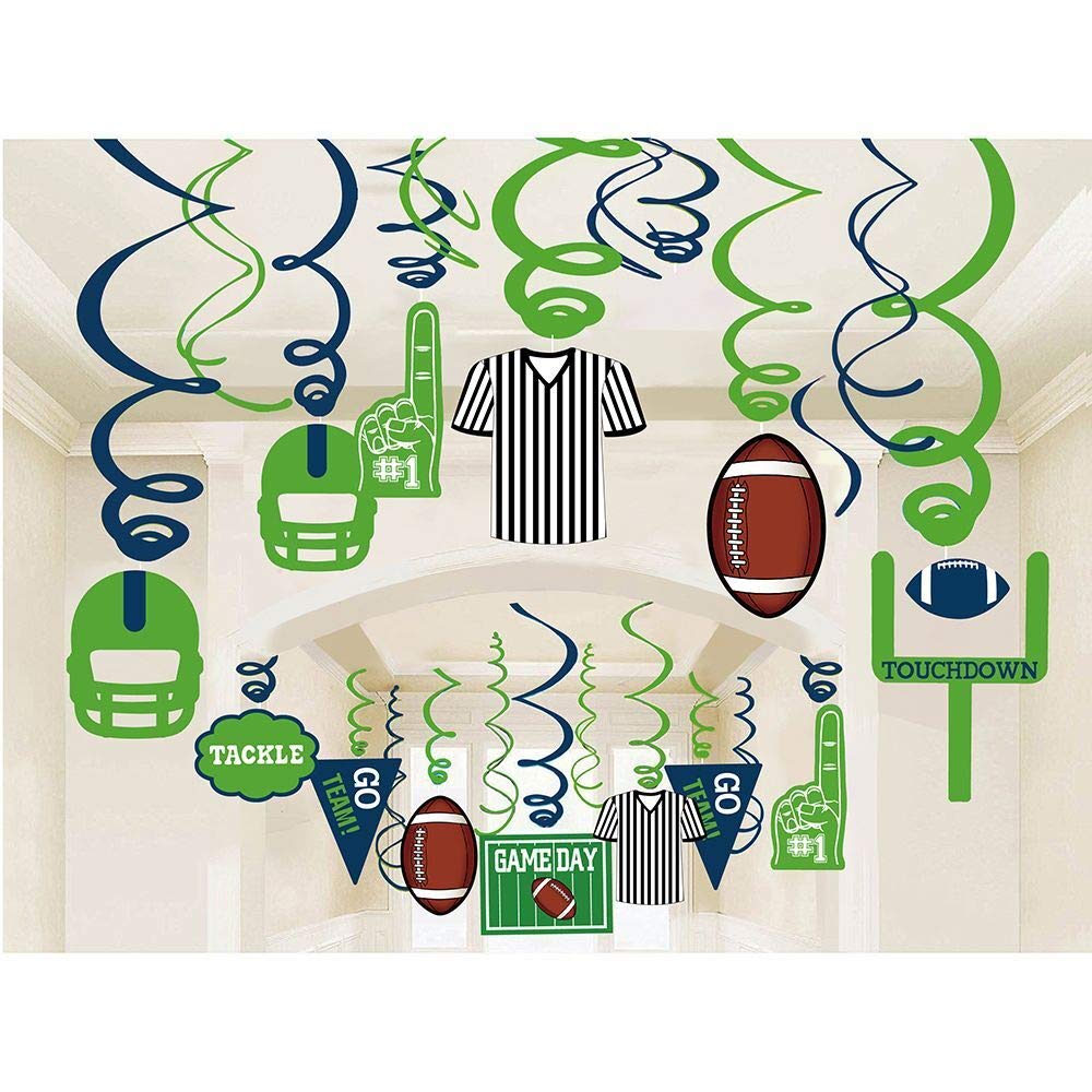 30-Piece American Football Hanging Swirl Decorations - Football Game Day Party Supplies for Home, Stadium & Tailgating | Sport Themed Decor for NFL Parties, Super Bowl Events & Fan Gatherings