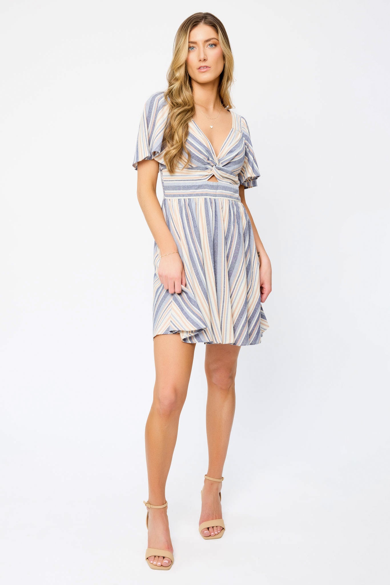 Bell Sleeve Twist Detail Dress for Women - Elegant Flowy Floral Print Summer Maxi Dress for Beach, Wedding & Party Occasions
