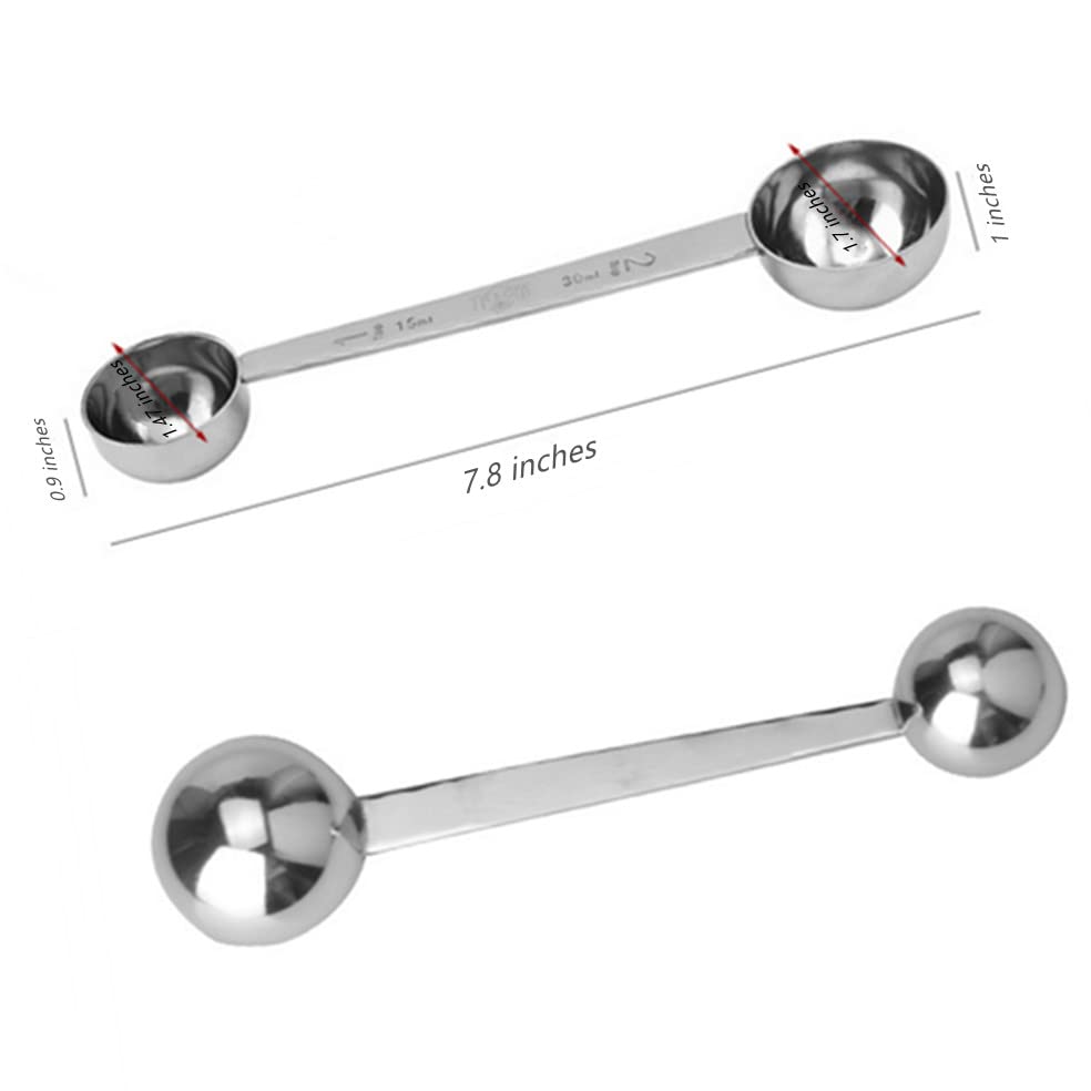 Premium Stainless Steel Measuring Spoons - 1 Tbsp (15ml) & 2 Tbsp (30ml) for Coffee, Tea, Baking, Cooking | Accurate Kitchen Tools for Powder, Herbs, Spices | Dishwasher Safe (Set of 2)