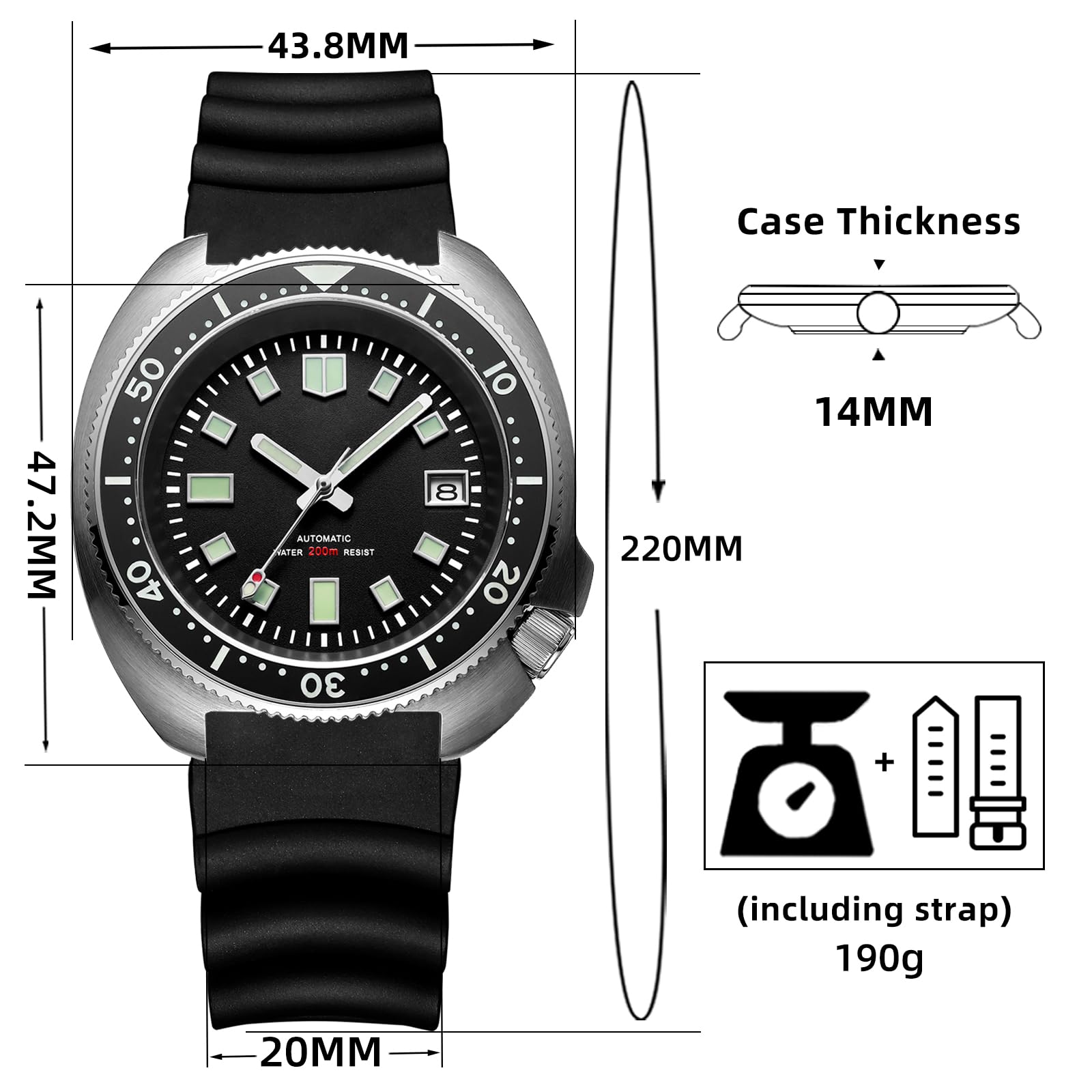 ADDIESDIVE Men's Automatic Diving Watch H8 - Stainless Steel Mechanical Wristwatch with NH35A Movement, Clean Dial & Synthetic Sapphire Crystal - Perfect for Scuba Diving, Swimming and Outdoor Water Sports