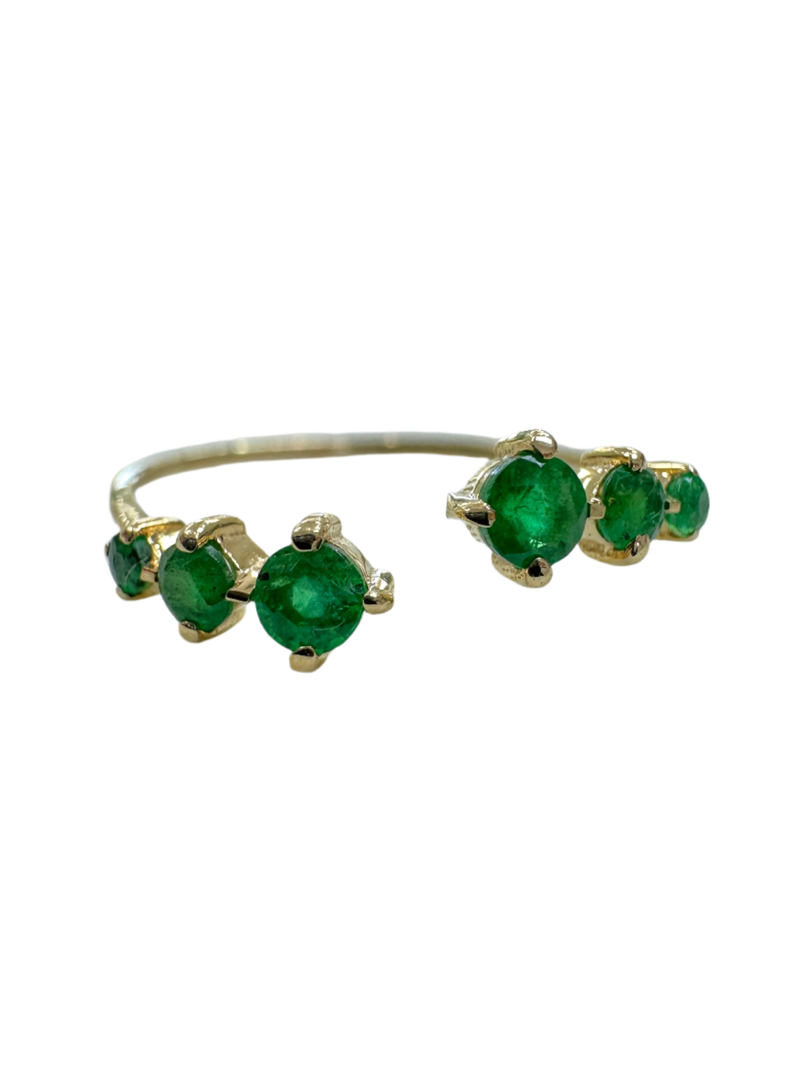 14K Gold Petite Emerald Open Band Ring for Women - Elegant Everyday Jewelry for Casual Wear, Office & Special Occasions