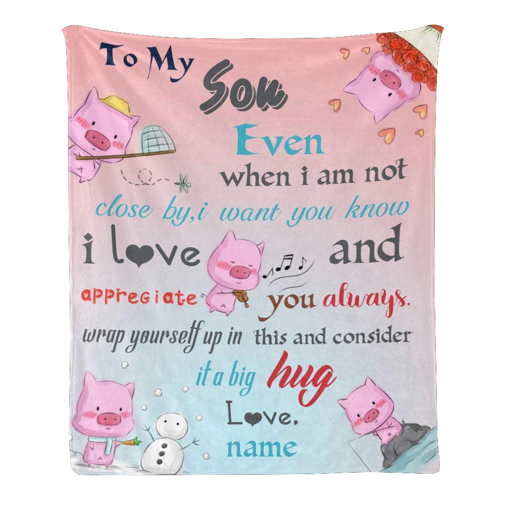 Custom Personalized Fleece Throw Blanket with Name Text - Soft 50x60 Inch Blanket for Gifts, Baby Shower, Birthday Present for Son, Kids, Family | Cozy Home Decor, Nursery, Bedroom, Couch