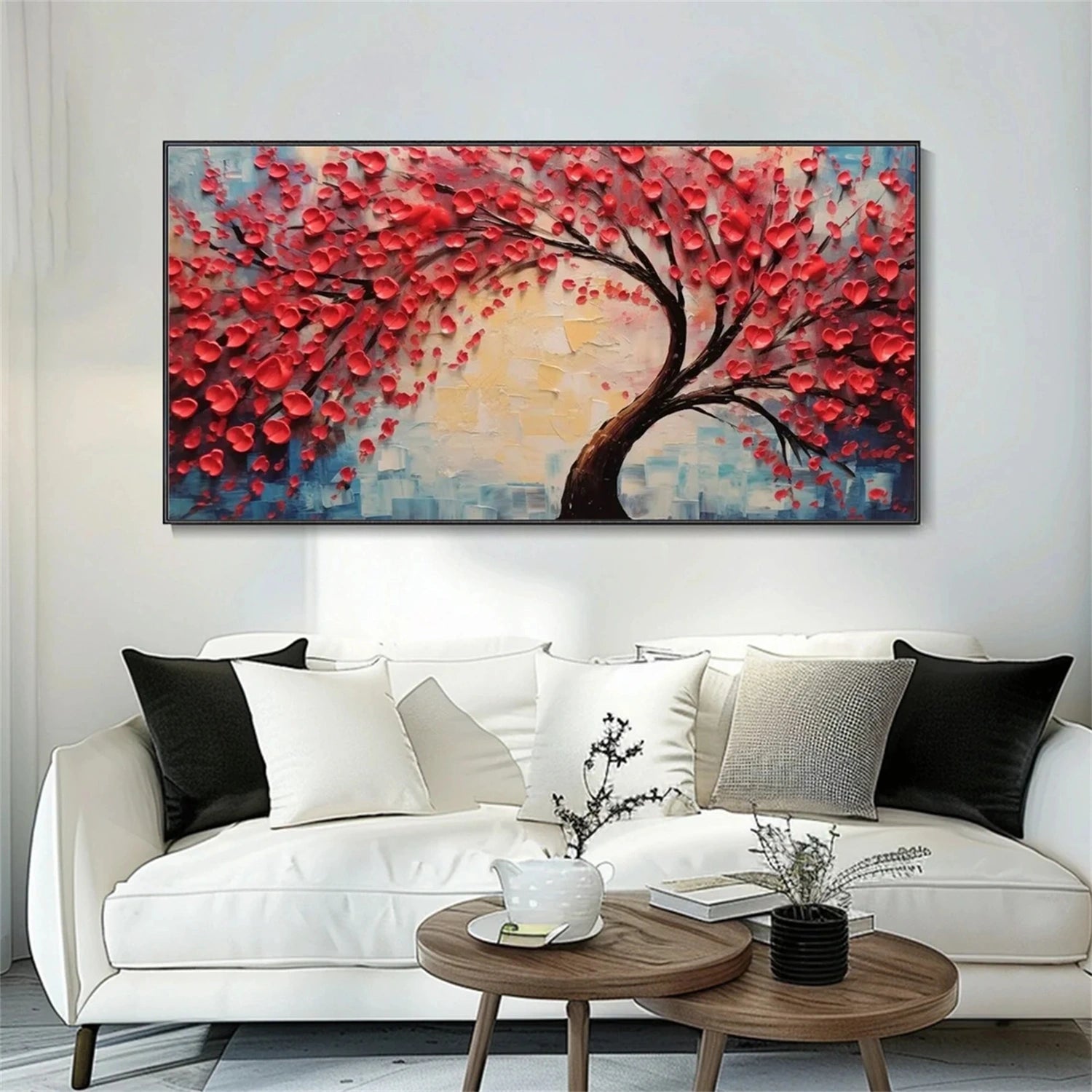 Flower and Tree Painting #FT115 - Handmade Canvas Wall Art for Home & Office Decor - Perfect for Living Room, Bedroom, or Gift