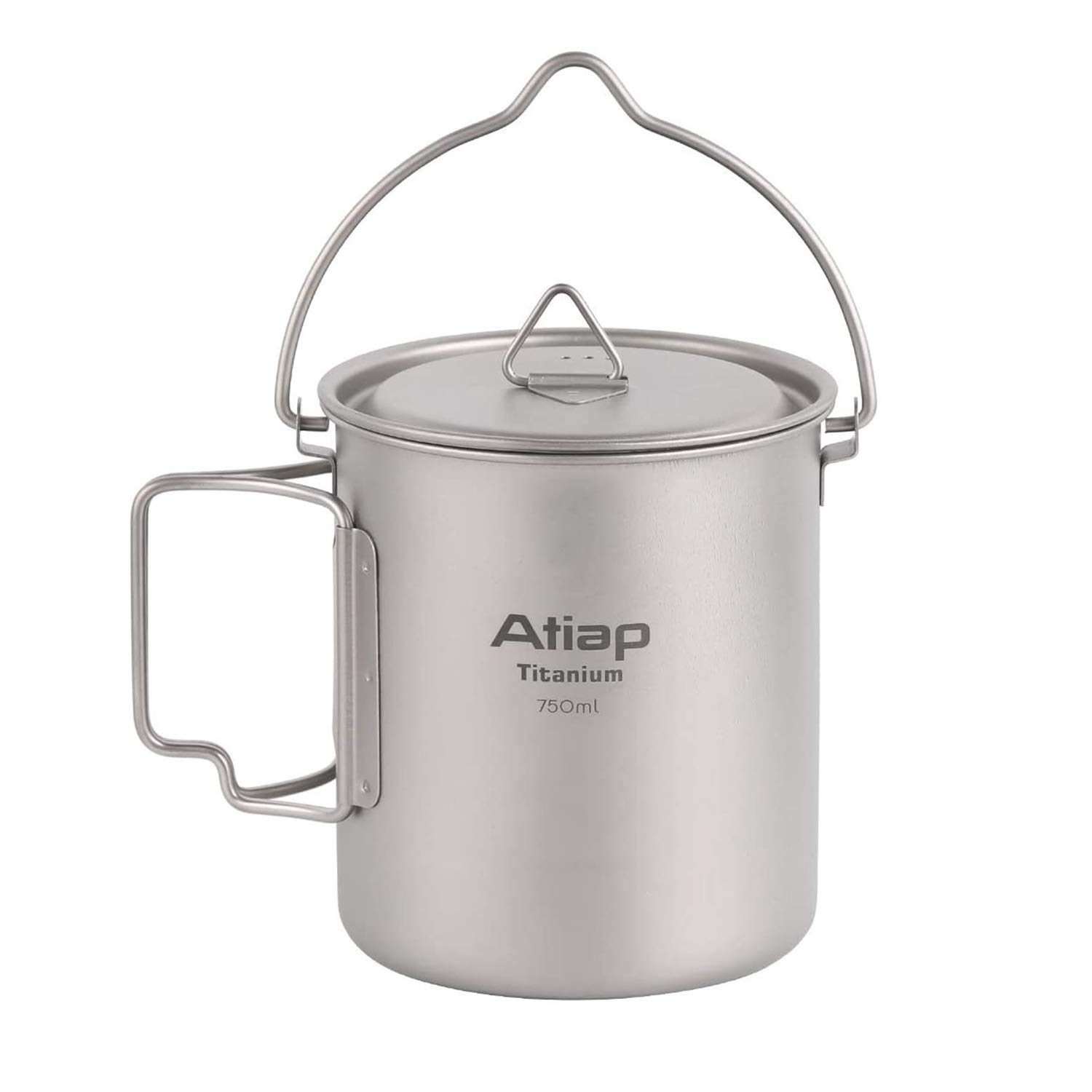 750ml Titanium Camping Pot with Lid & Foldable Handle - Ultralight Backpacking Cookware, Coffee Mug & Cooking Pot for Hiking, Camping & Outdoor Adventures