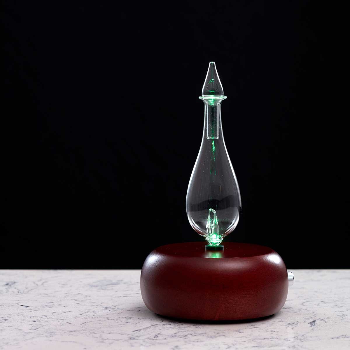 Premium 2.0 Ultrasonic Essential Oil Diffuser with Dark Wood Base & Glass Reservoir - Aromatherapy Humidifier with Touch Sensor LED Lights for Home, Office, Yoga & Spa Relaxation