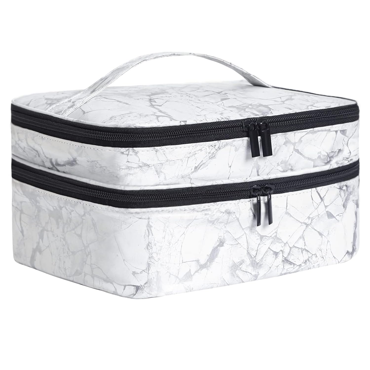 30-Slot Nail Polish Organizer - Double Layer Storage for Manicure Set & Travel | White Cosmetic Case