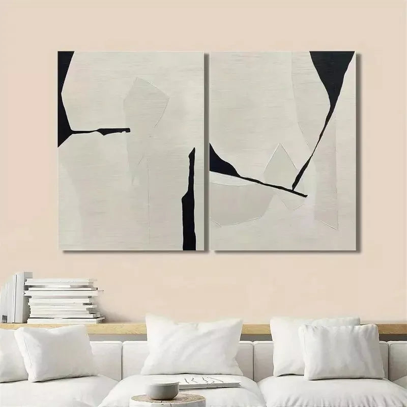 2-Piece Black & Beige Wabi Sabi Style Canvas Wall Art Set - 50x75cm High Quality Framed Print | 100% Australian Made | Ready to Hang | Perfect for Living Room, Bedroom & Office Decor