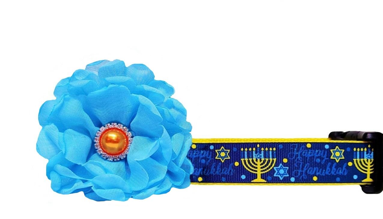 Hanukkah Dog Collar - Festive Pet Collar with Menorah & Star of David Design - Perfect for Jewish Holidays, Hanukkah Celebrations & Pet Costume Parties
