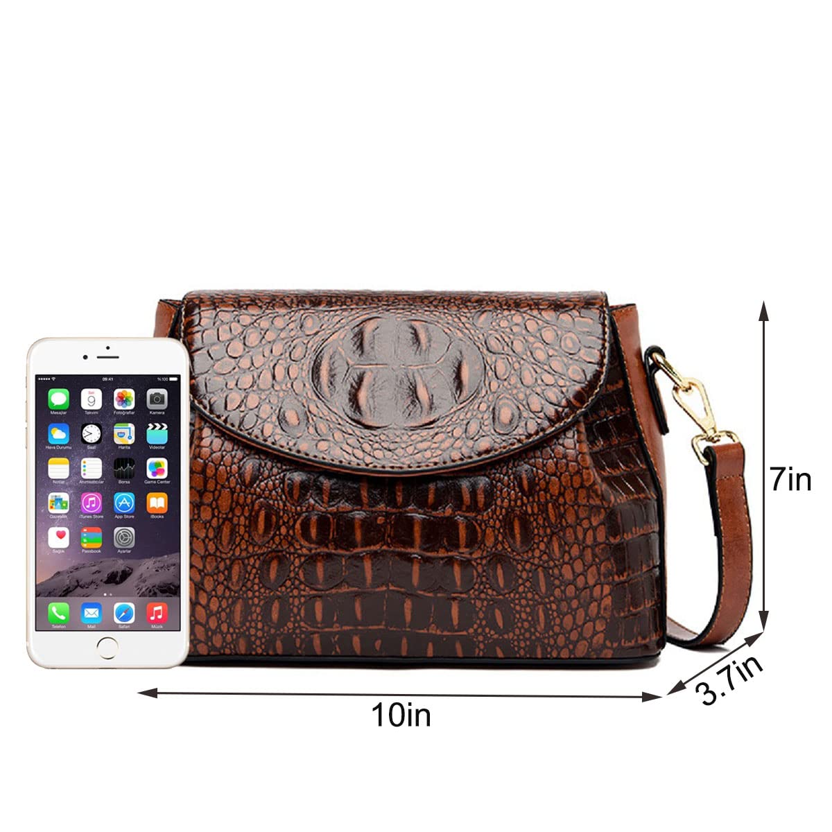 Women's Crocodile Pattern Leather Crossbody Bag - Fashionable Shoulder Purse with Wallet, Perfect for Daily Use, Travel & Shopping