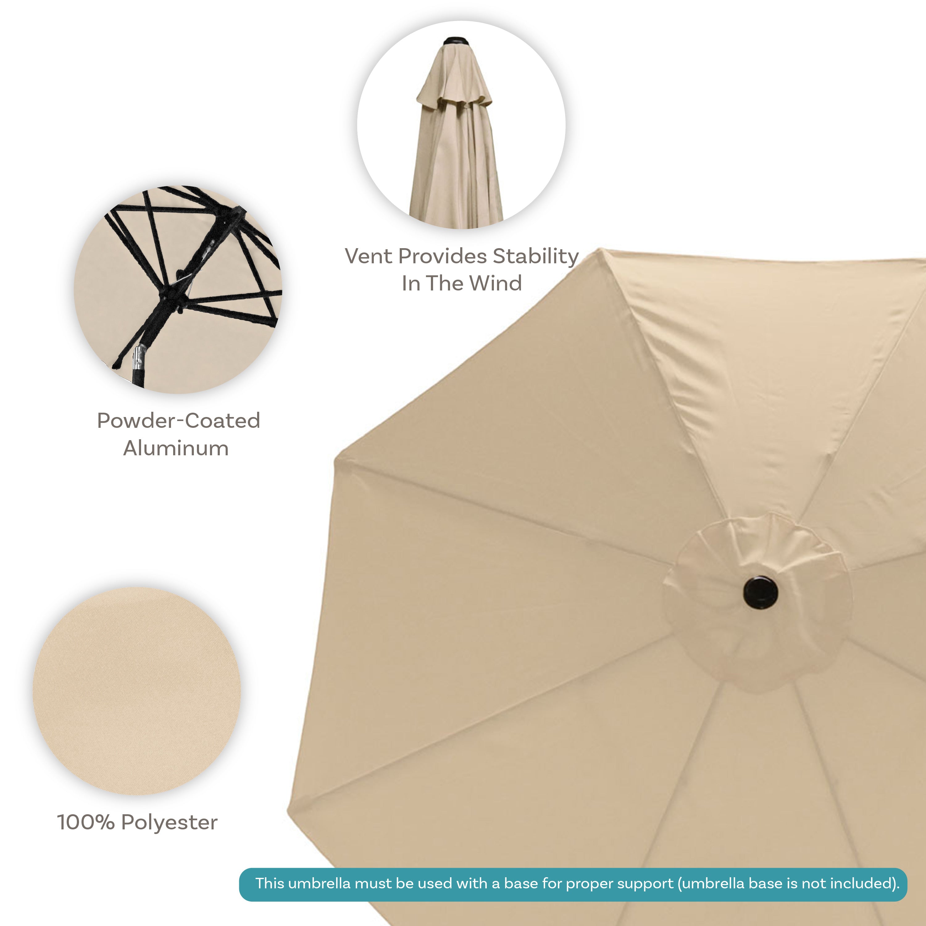 Sunnydaze 9-Foot Aluminum Outdoor Patio Umbrella with Tilt & Crank - Perfect for Poolside, Backyard, Deck, and Garden Shade