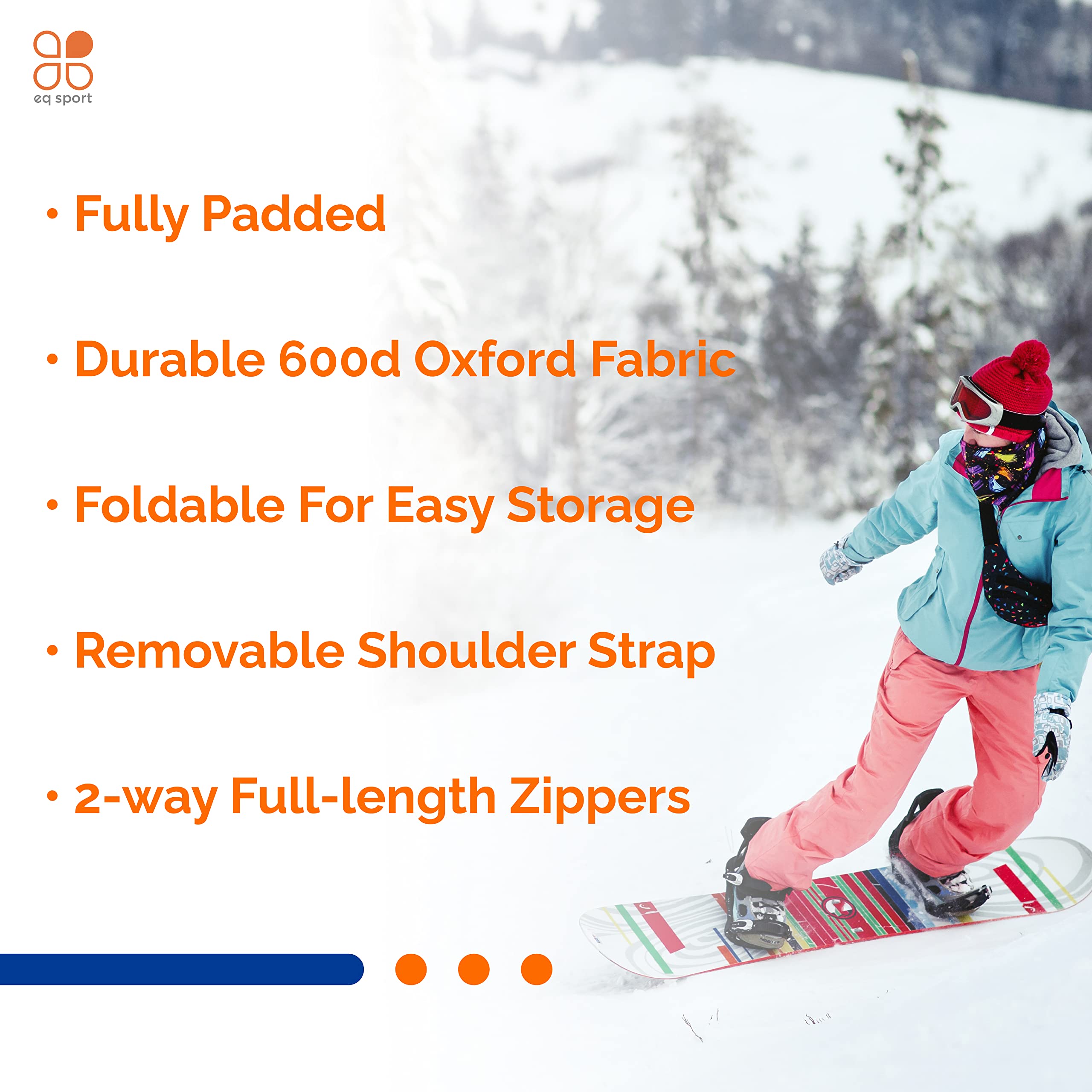 EQ SPORT Waterproof Rolling Snowboard Bag with Wheels - Padded Travel Snowboard Case for Airplane | Fits 2 Snowboards & Includes Boot Bag | Heavy-Duty YKK Zippers & Gear Storage | Perfect for Winter Sports & Mountain Travel