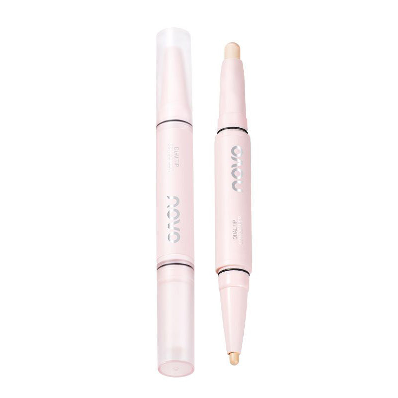 NOVO Dual Ended Highlighter & Concealer Pen - Creamy Makeup Stick for Face Contouring & Brightening - Perfect for Everyday Glam & Photo Shoots