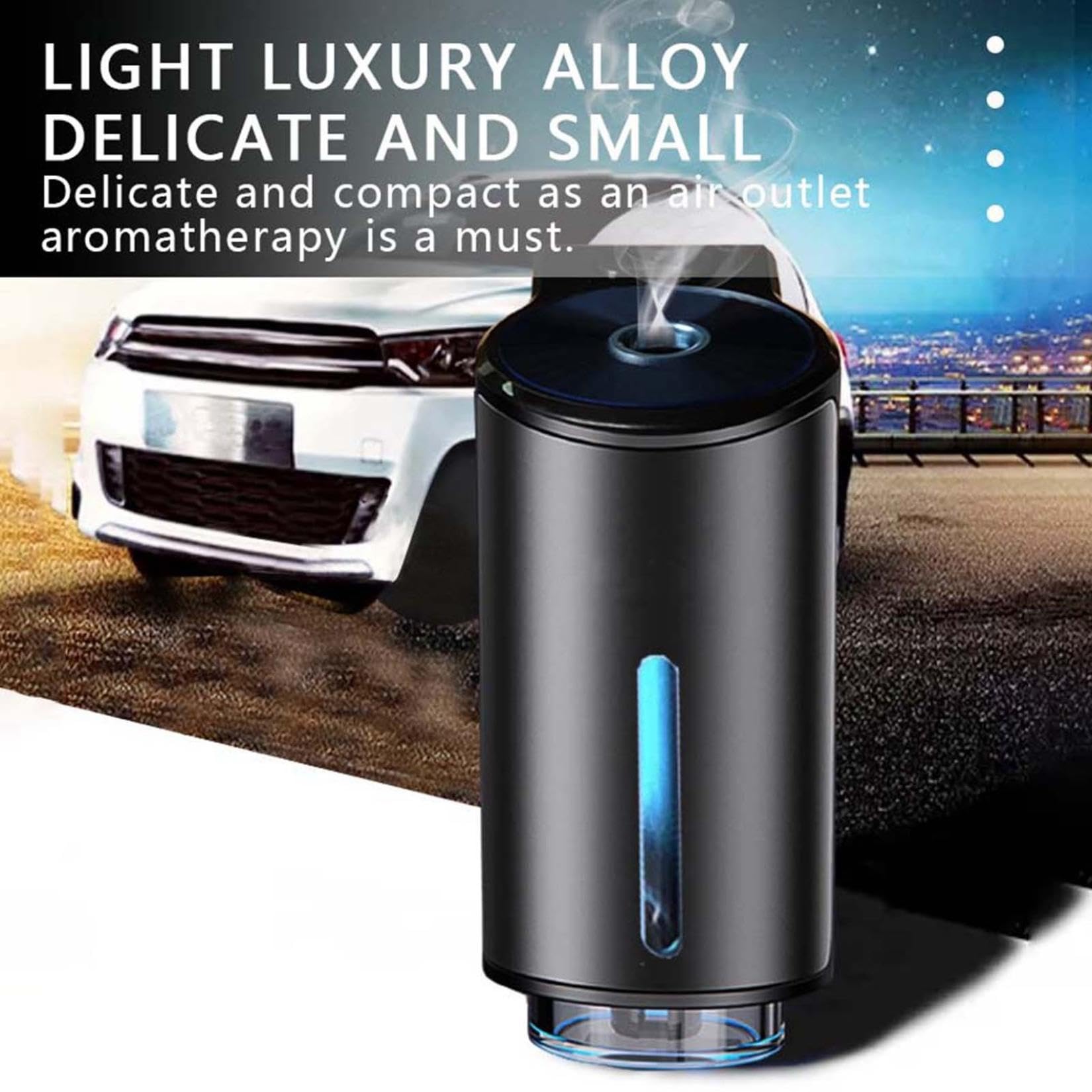 Premium Smart Car Air Freshener Diffuser with Essential Oils - Cologne Scented Aromatherapy Car Diffuser & 3 Refills - USB Powered Auto Air Freshener for Fresh & Relaxing Car Interior - Perfect for Commuting, Road Trips & Daily Driving