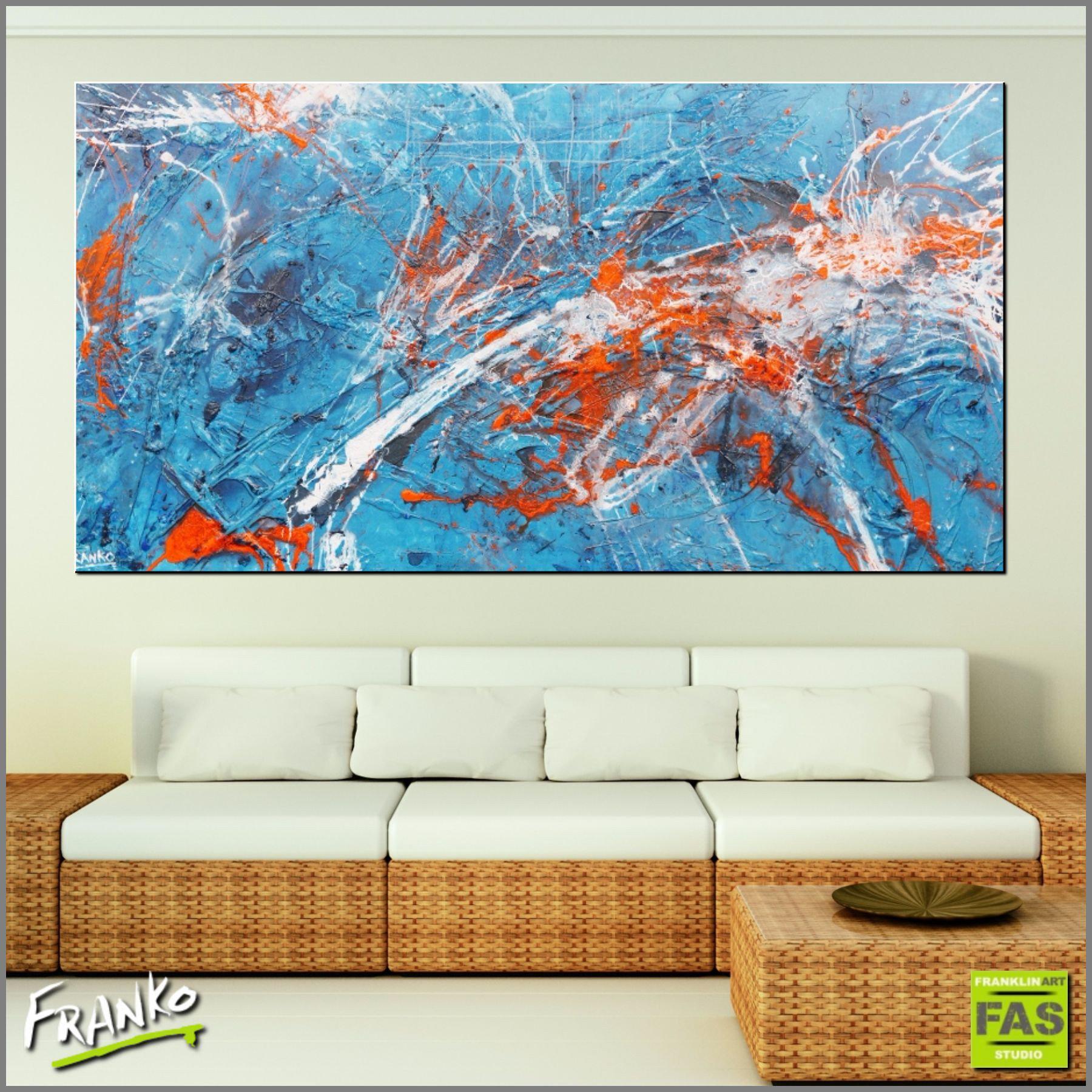 Abstract Blue and Orange Canvas Wall Art - Modern Home Decor for Living Room, Bedroom & Office - Inspire Creativity & Style