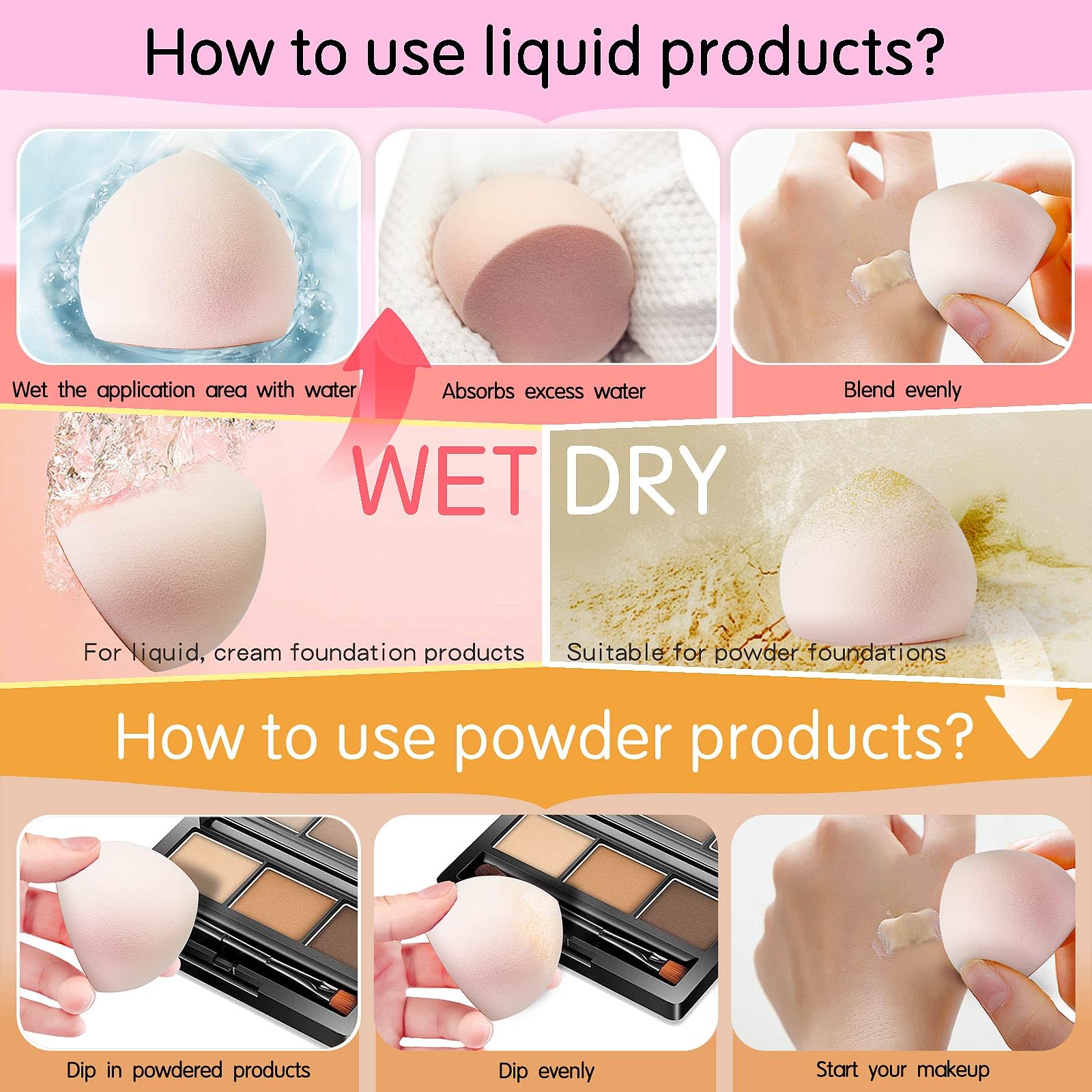 Beauty Blender Makeup Sponge - 1 Count, Latex-Free & Cruelty-Free Vegan Makeup Sponge for Liquid Foundation, Powder & Cream - Peach Shape for Flawless Blending - Perfect for Everyday Makeup & Professional Use