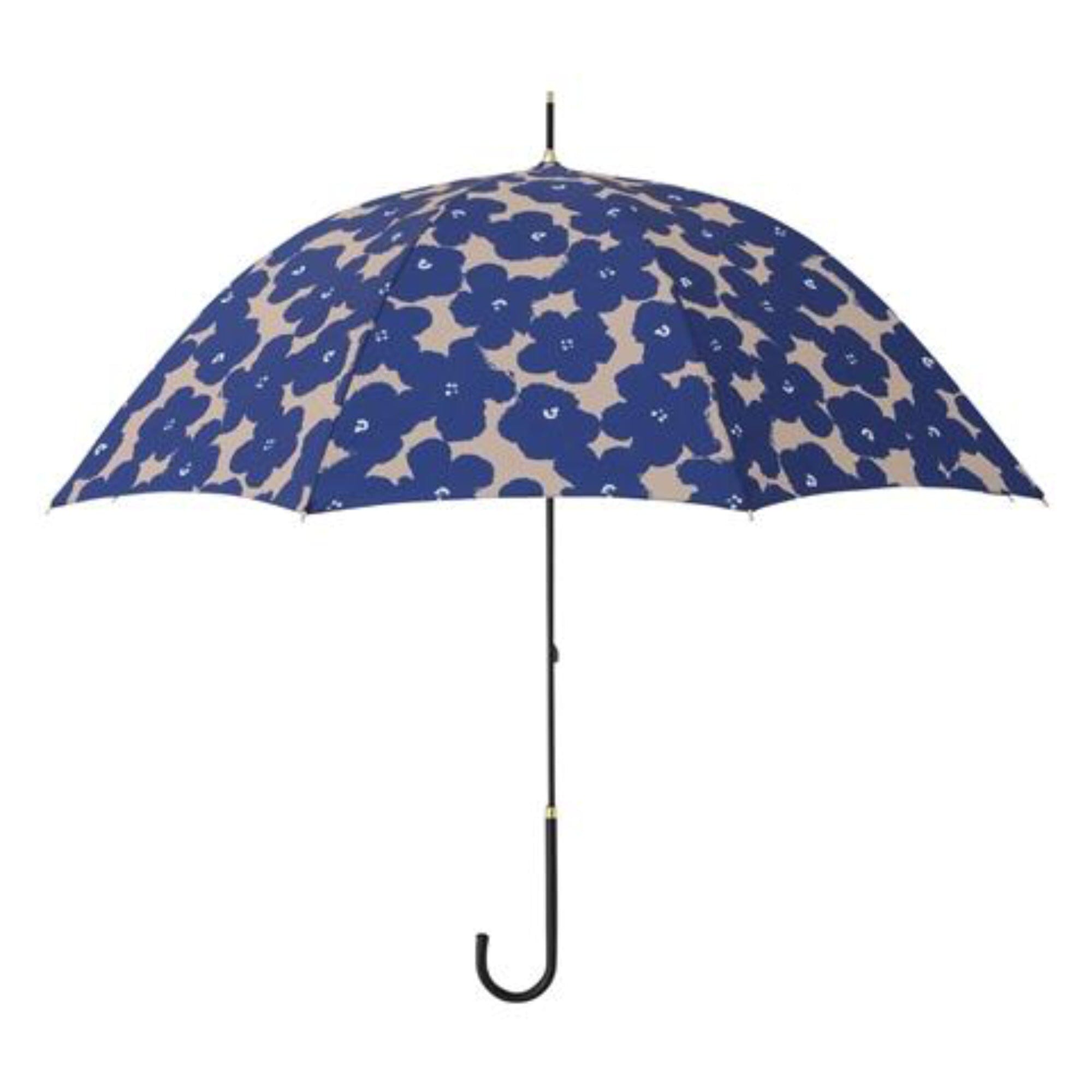 Hana Print Umbrella Navy Blue - Stylish Waterproof Compact Folding Umbrella for Women & Men - Perfect for Rainy Days, Outdoor Events & Travel Accessories