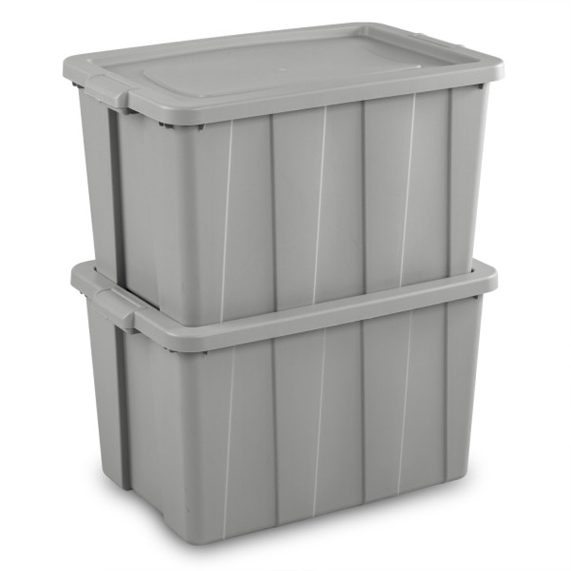 Sterilite Tuff1 30 Gallon Heavy Duty Plastic Storage Bins with Lids - Stackable, Durable & Weather Resistant for Basement, Garage, Attic Organization - Perfect for Seasonal Decor, Toys & Household Items (12 Pack, Gray)