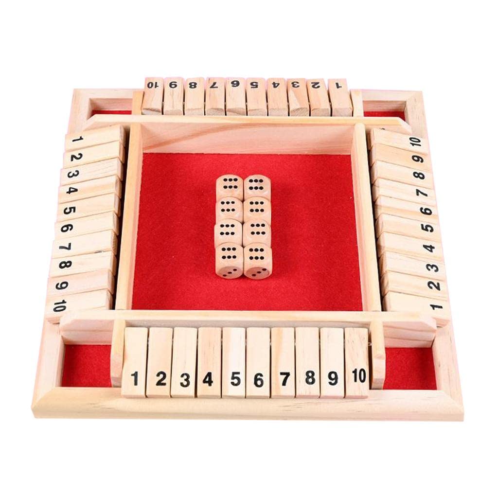 Shut The Box Wooden 10 Digit Classic Dice Game - Fun Family Board Game for Parties, Pubs & Math Learning