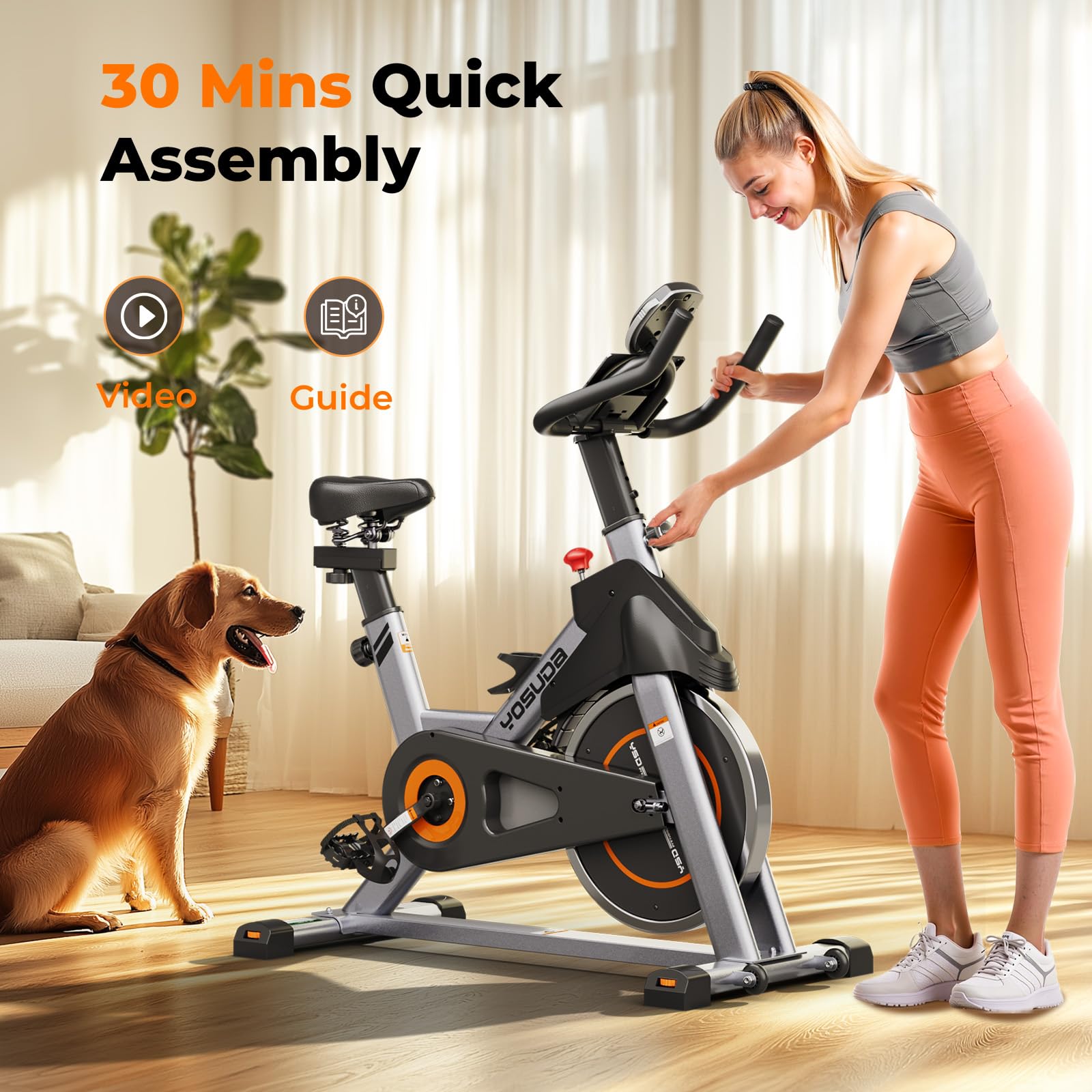 YOSUDA Magnetic Resistance Indoor Cycling Bike with Tablet Holder & Comfortable Seat Cushion - Home Gym Exercise Bike for Cardio Workout & Fitness Training