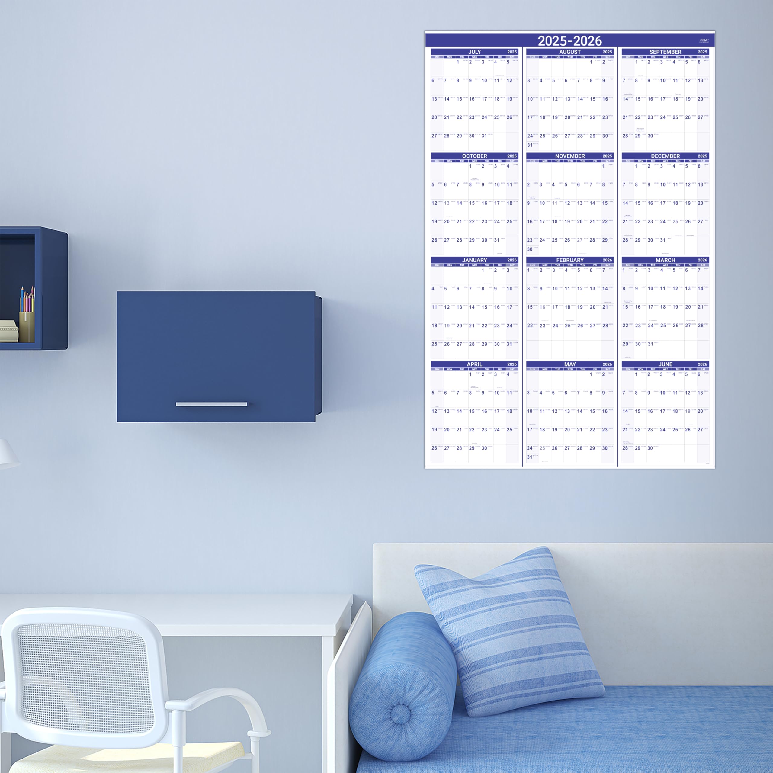 2025-2026 Large Wall Calendar (July 2025-June 2026) | 12-Month Oversized Vertical Planner 34.3