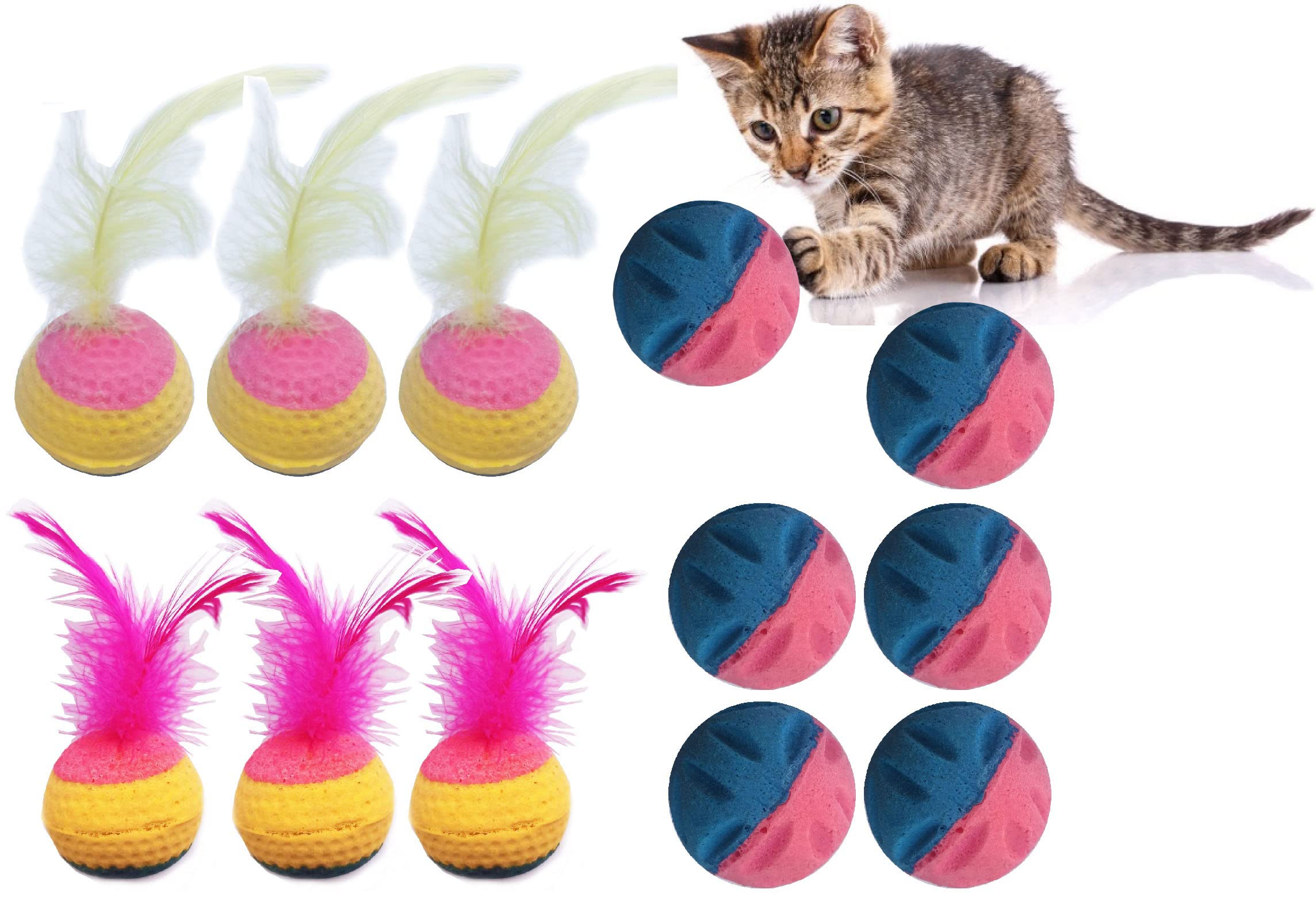 **Yunteng High-Density Elastic Foam Balls for Cats - 1.4