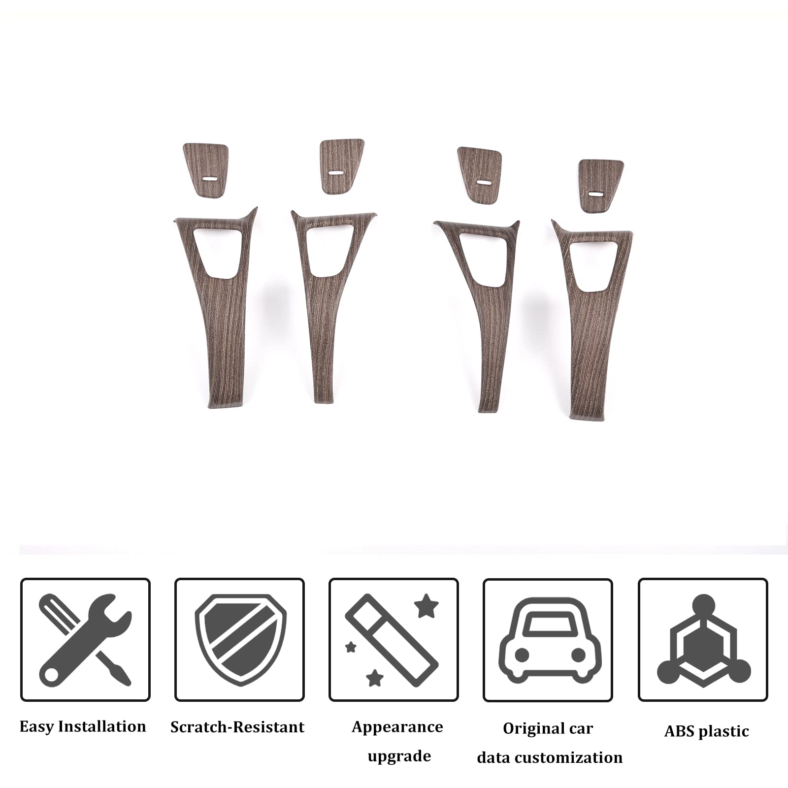 8-Piece ABS Car Door Lock Button Frame Cover for Tesla Model 3 & Model Y 2018-2020 - Pear Wood Grain Interior Trim Upgrade - Perfect for Enhancing Door Lock Switch Appearance & Protection - MCUNVX-2665527