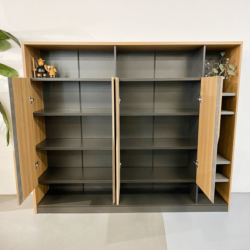 Baxter 190cm Acacia Wood & Carbon Grey Display Cabinet - Modern Glass Door Storage for Living Room, Dining Room, or Office Decor