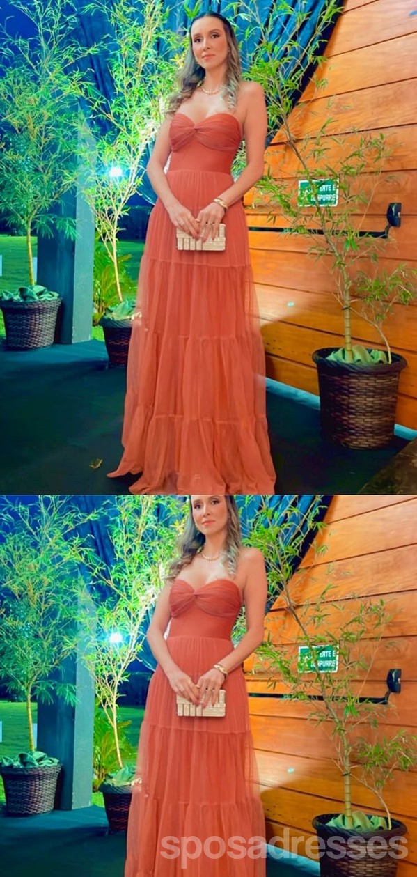 Elegant Orange A-Line Long Prom Dresses for Women - Formal Evening Gowns for Homecoming, Wedding Guest & Special Occasions - Style 13791