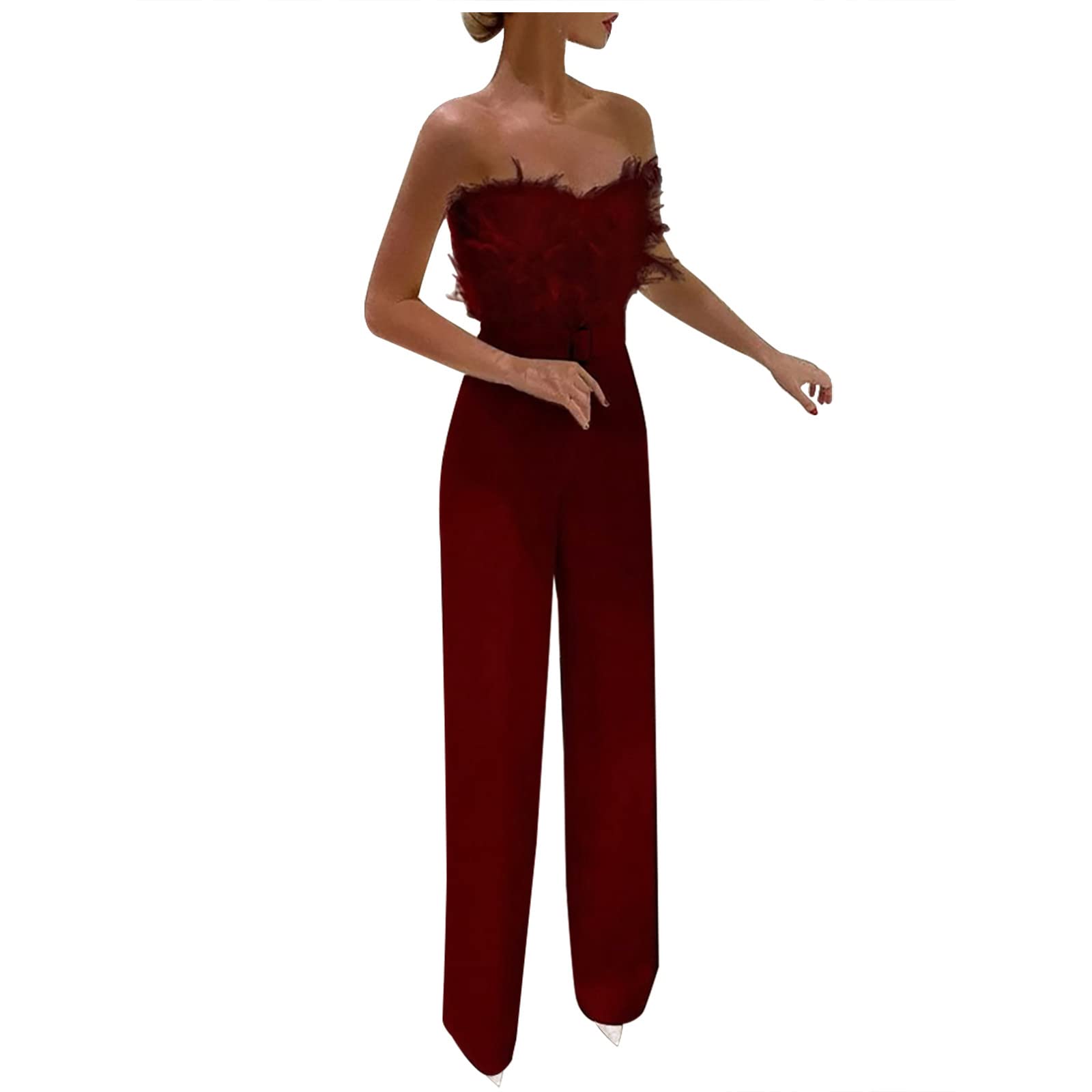 Posijego Women's Chiffon Jumpsuit - Casual Slim Fit One Piece Coverall with Belt | Perfect for Office, Party & Summer Outfits