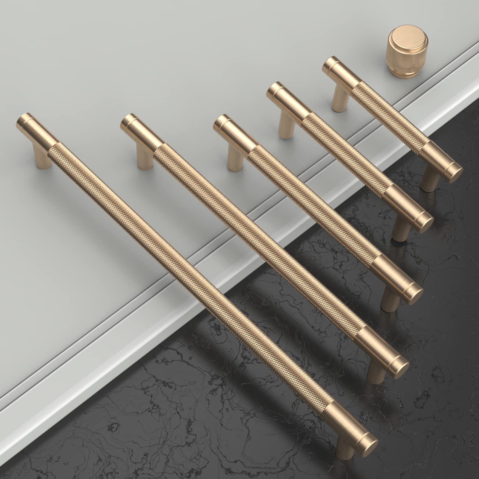 10 Pack 3 Inch (76mm) Gold Cabinet Pulls - Knurled Drawer Handles for Kitchen Cabinets, Dressers & Cupboards | Durable Hardware for Home & Office Furniture Upgrade