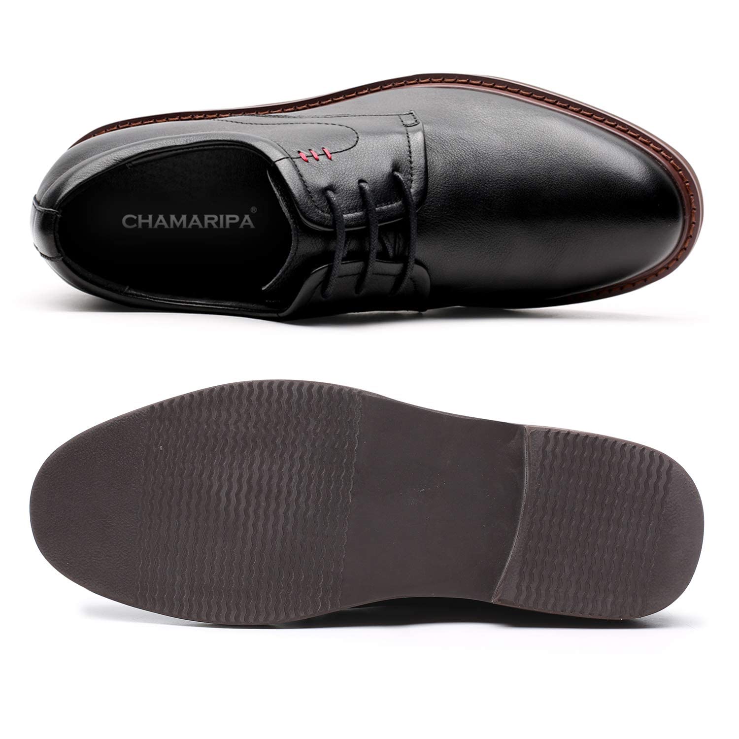 CHAMARIPA Men's Invisible Height Increasing Elevator Shoes - Lace Up Leather Oxford Dress Shoes for Formal Occasions | Elevator Shoes for Men That Add Height Discreetly | Perfect for Weddings, Business Meetings & Special Events
