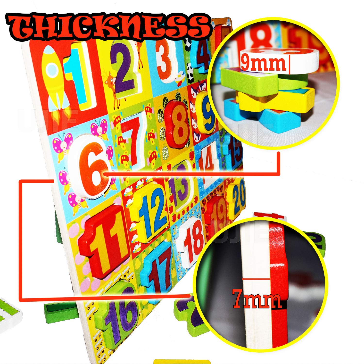 UJIE® Chunky Wooden Alphabet & Number Learning Tray with Colorful ABC Blocks - Montessori Educational Toy for Toddlers | Perfect Gift for Preschool Learning & Homeschool Activities
