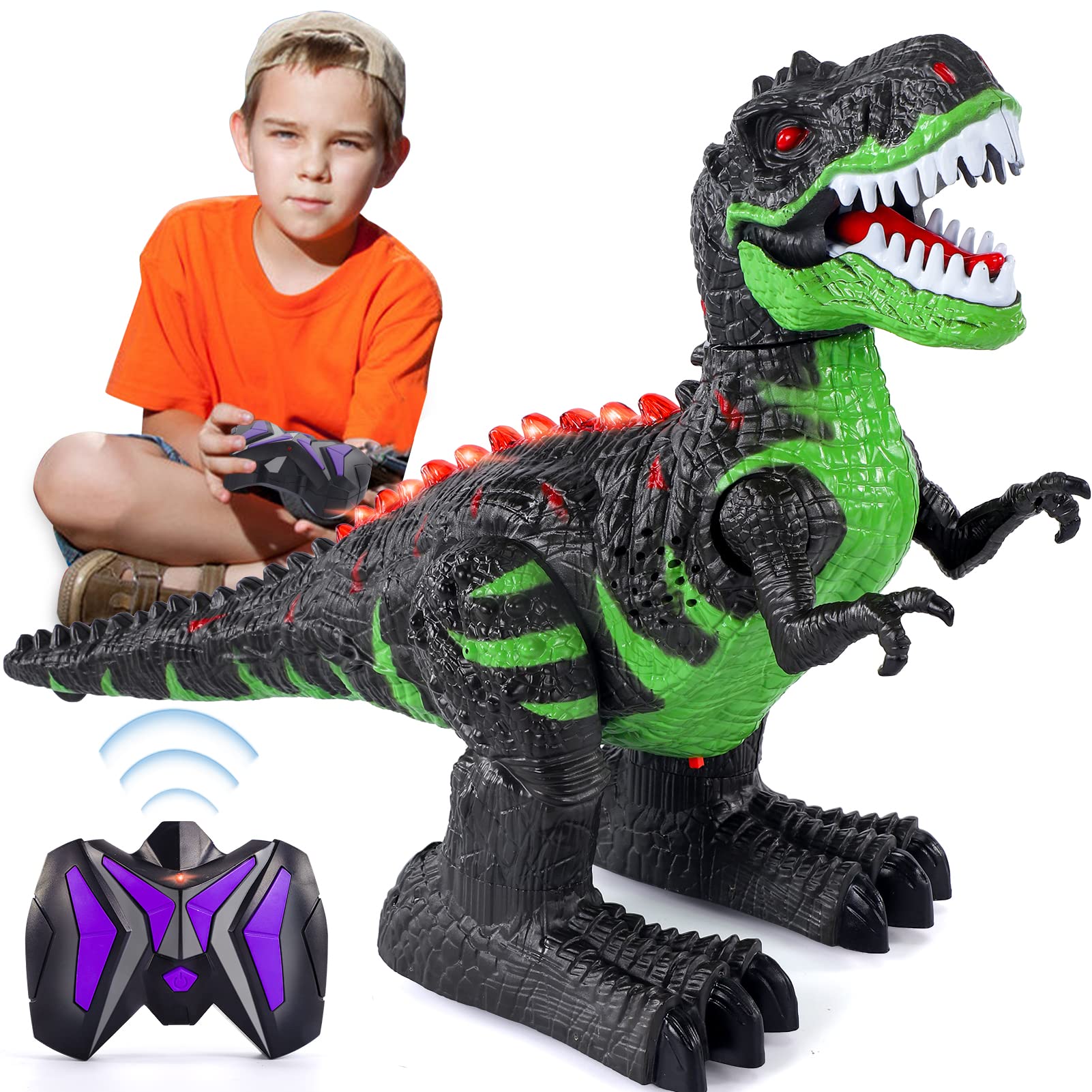 Bennol 2.4Ghz Remote Control Dinosaur Toy - Electronic Walking Robot Dinosaur with Lights & Sounds, RC Dinosaur Toy for Boys Girls Ages 3-12 - Perfect Gift for Birthday, Christmas & Indoor/Outdoor Play