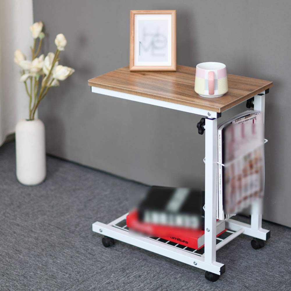 QFFL Adjustable Bedside Table with Wheels, Portable Laptop Desk for Sofa, Foldable Gaming & Breakfast Tray, Multi-Purpose Side Table for Living Room, Bedroom, Office (Color: 3, Size: 48x30x56-76cm) - Perfect for Work, Snacking & Relaxing at Home