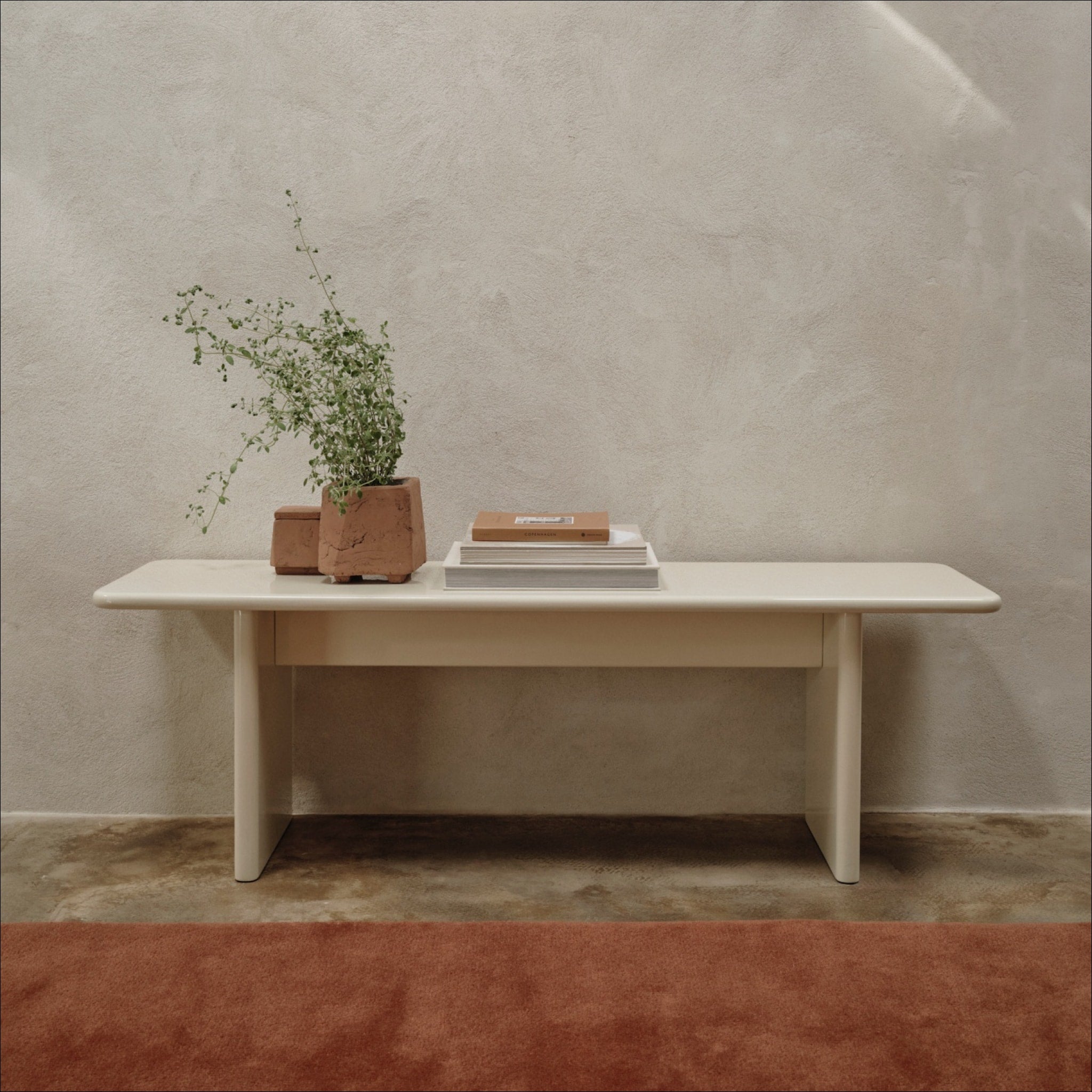 FERM LIVING Rink Bench - Modern Wooden Entryway Bench with Storage, Eggshell White (2 Sizes) - Perfect for Hallway, Bedroom, or Living Room Organization