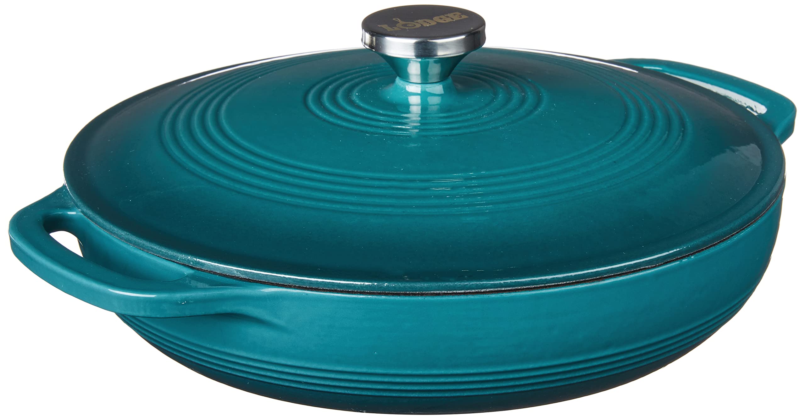 Lodge 3.6 Quart Enameled Cast Iron Dutch Oven with Lid - Dual Handles, Oven & Stovetop Safe (500°F) - Perfect for Braising, Baking, Roasting & Serving - Ideal for Camping, Family Dinners & Meal Prep - Lagoon Blue